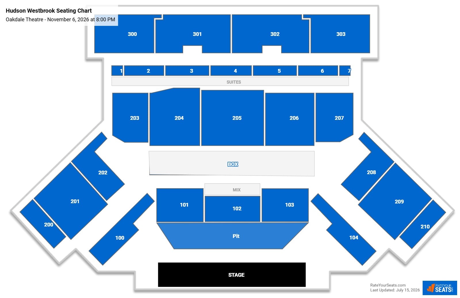 Hudson Westbrook Seating Chart at Oakdale Theatre
