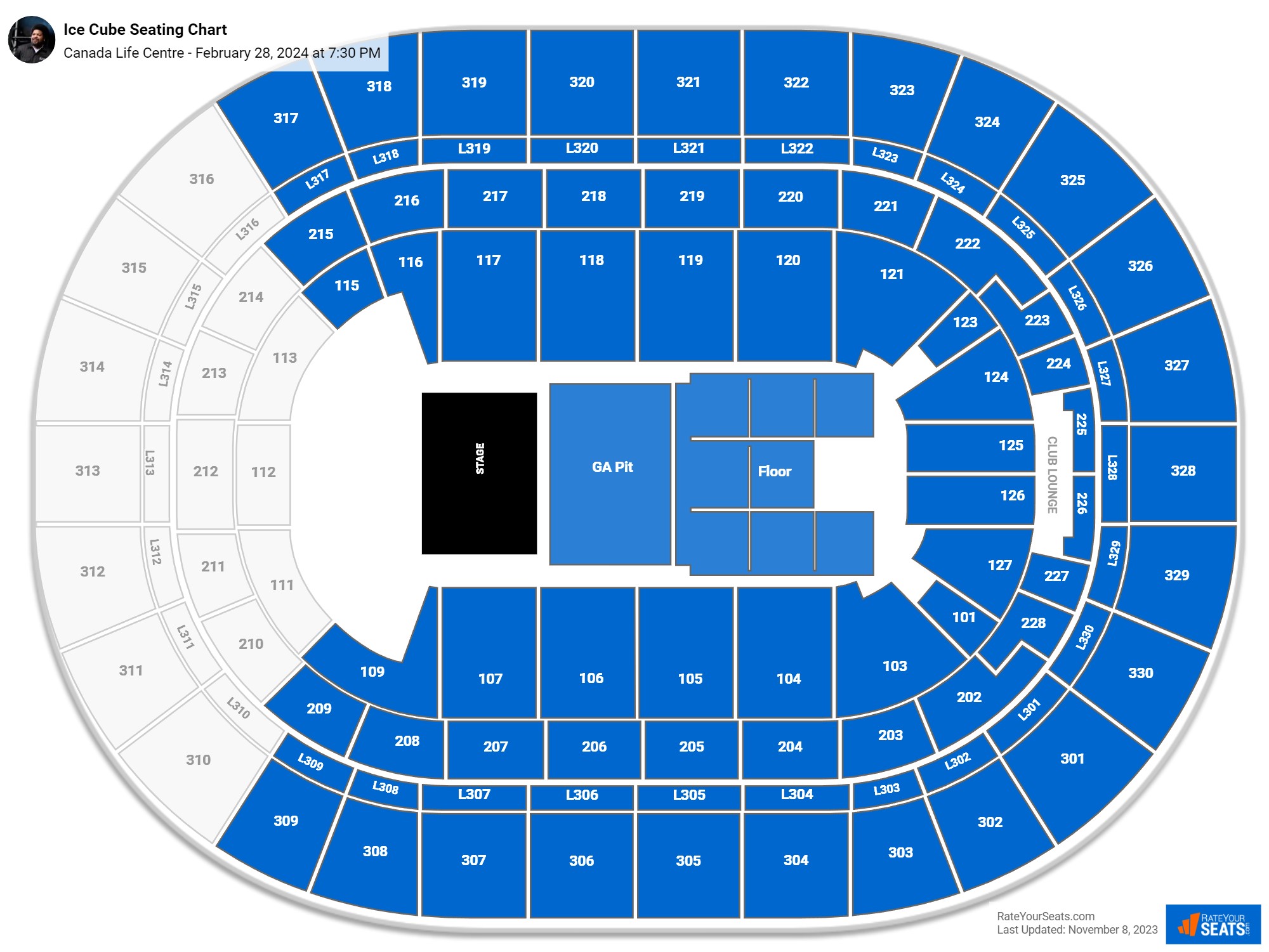 Ice Cube seating chart Canada Life Centre