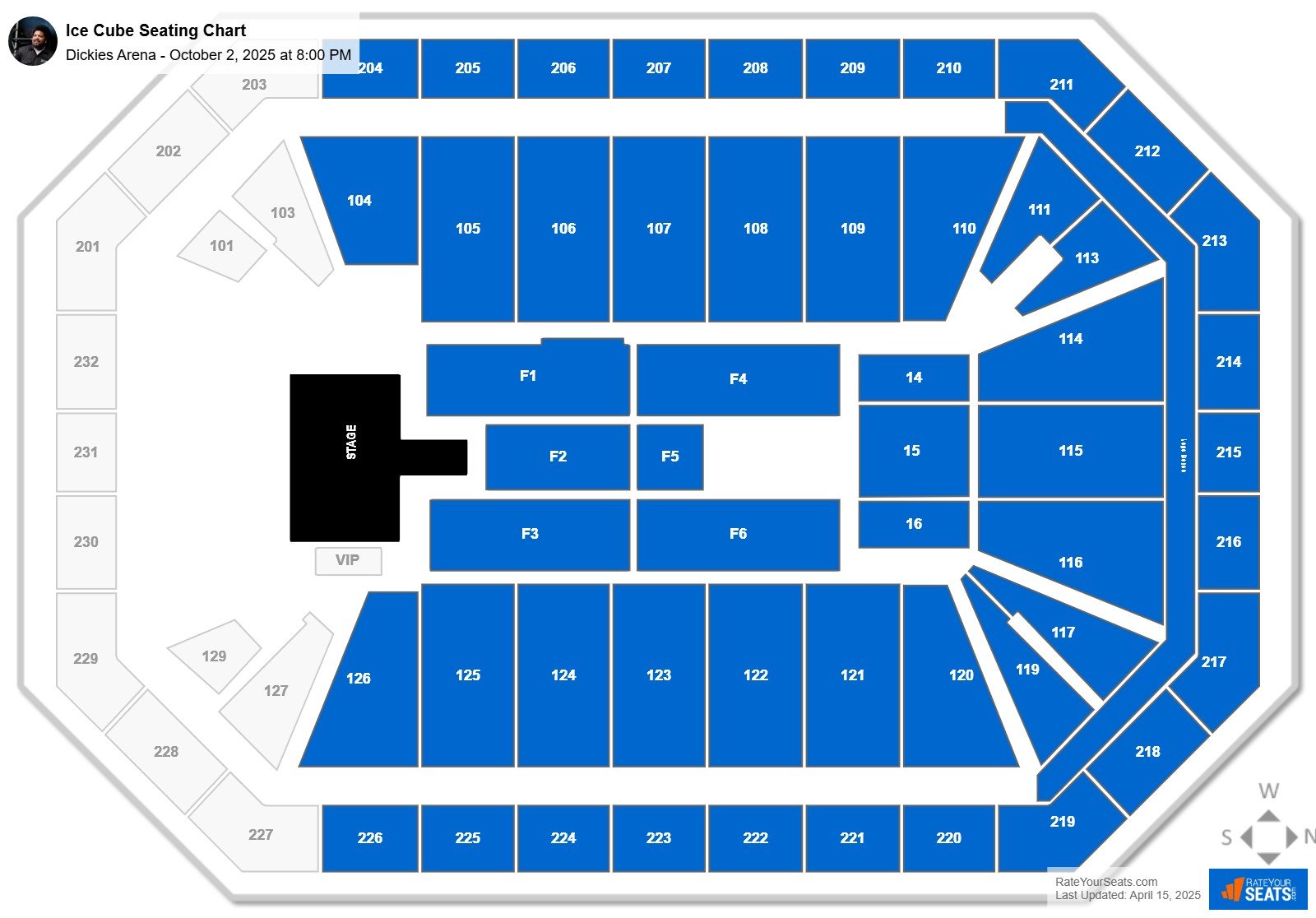 Ice Cube seating chart Dickies Arena