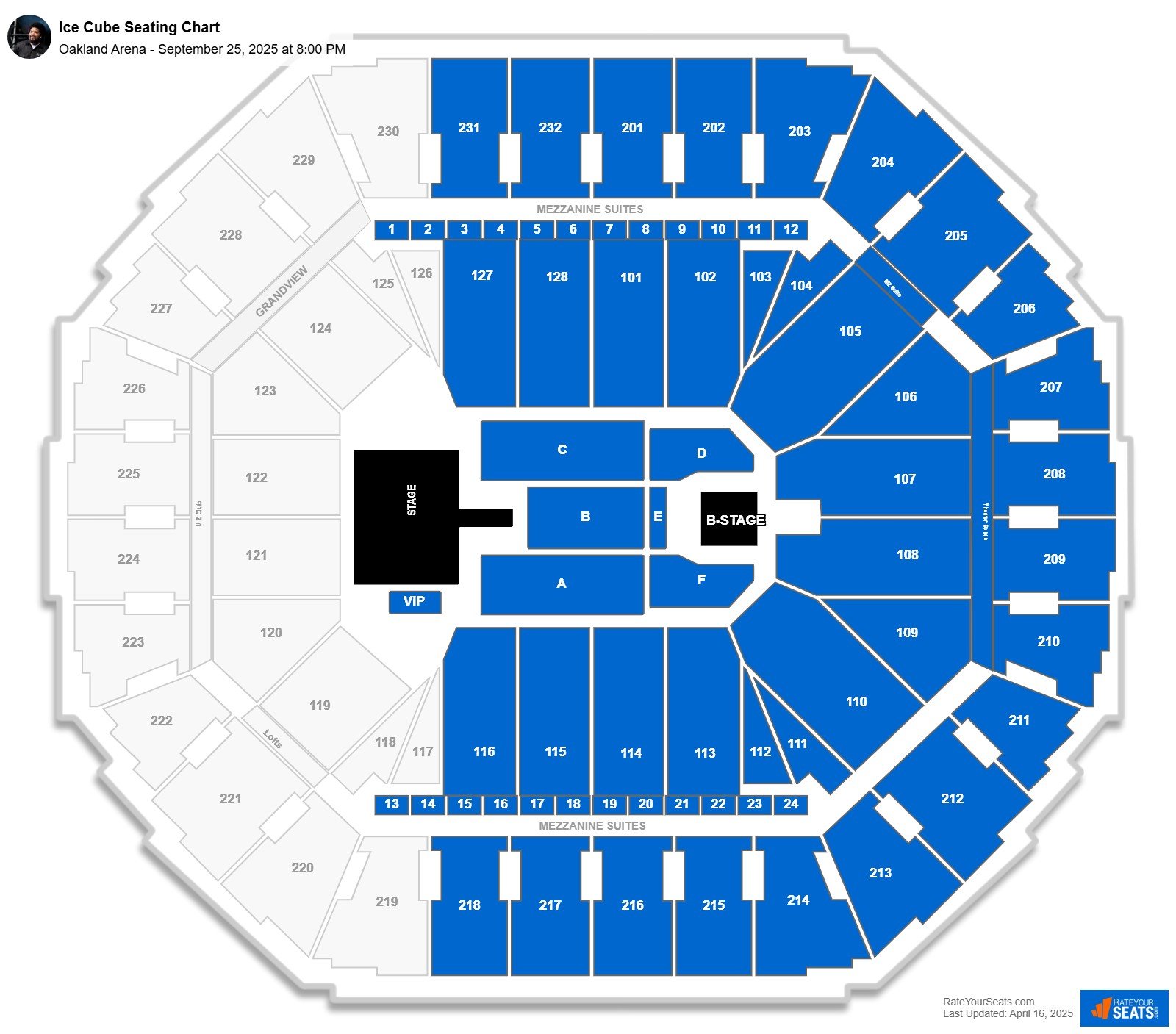Ice Cube seating chart Oakland Arena