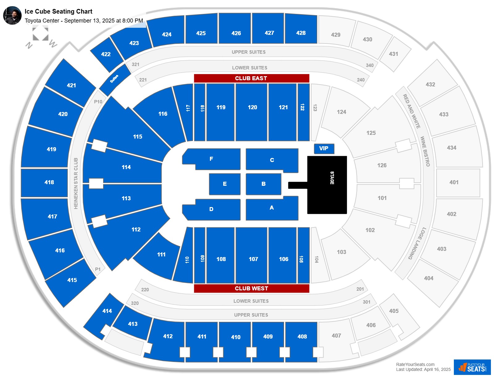Ice Cube seating chart Toyota Center