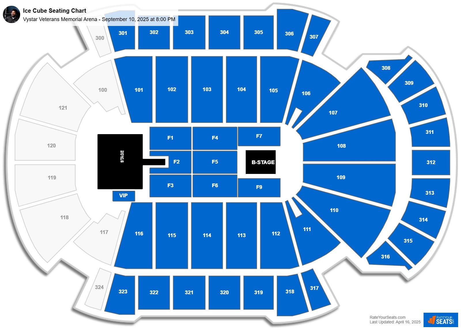 Ice Cube seating chart Vystar Veterans Memorial Arena