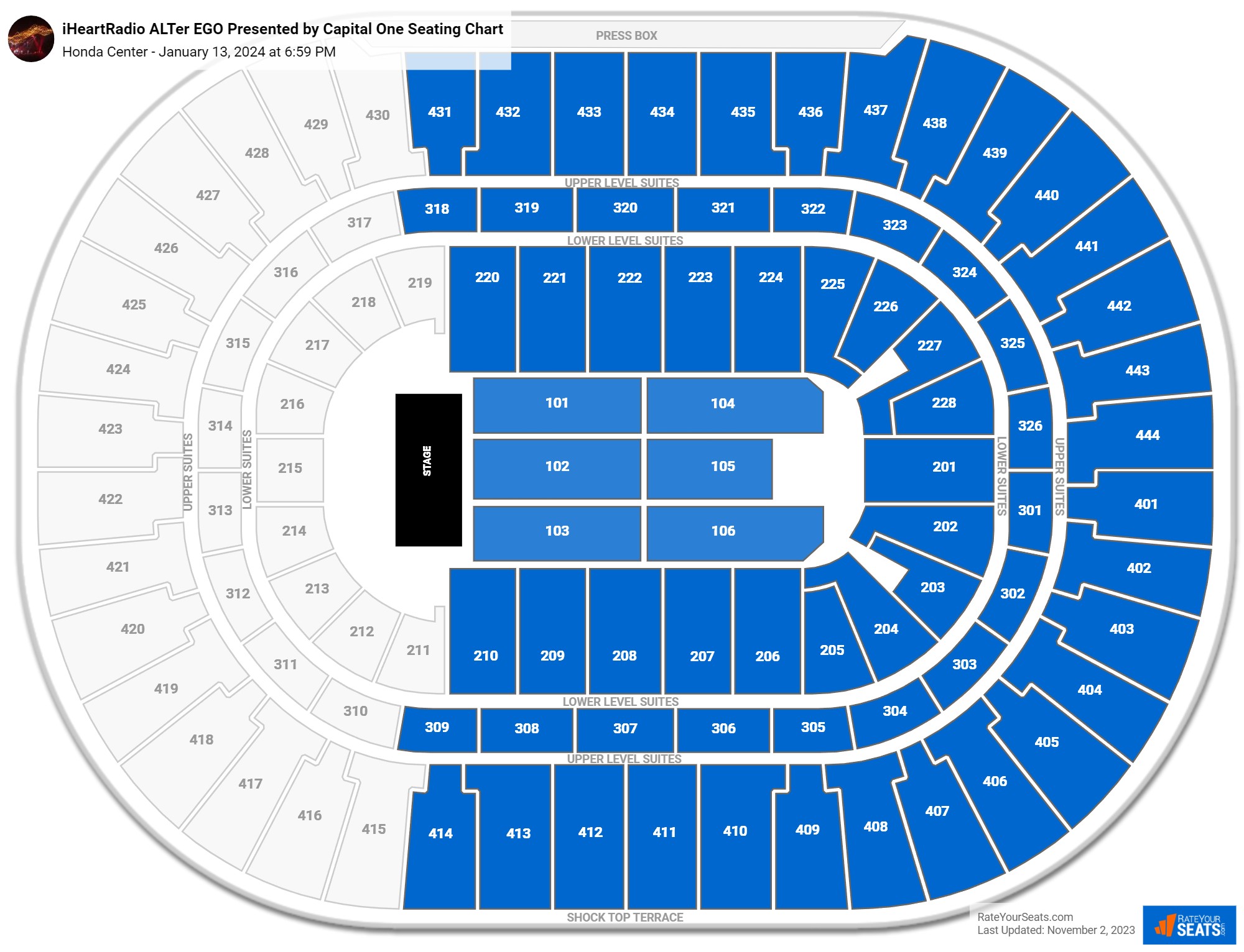 iHeartRadio ALTer EGO Presented by Capital One seating chart Honda Center