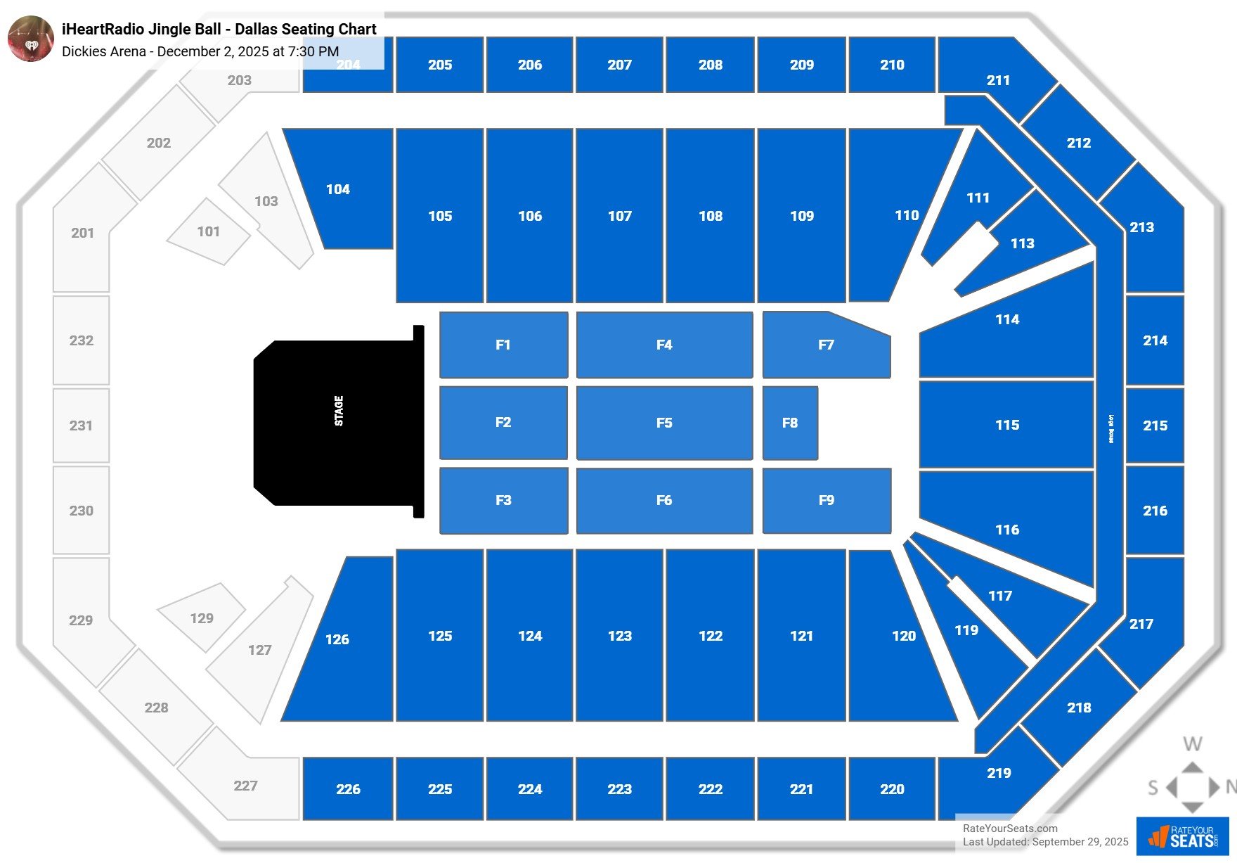 iHeartRadio Jingle Ball - Dallas seating chart Dickies Arena