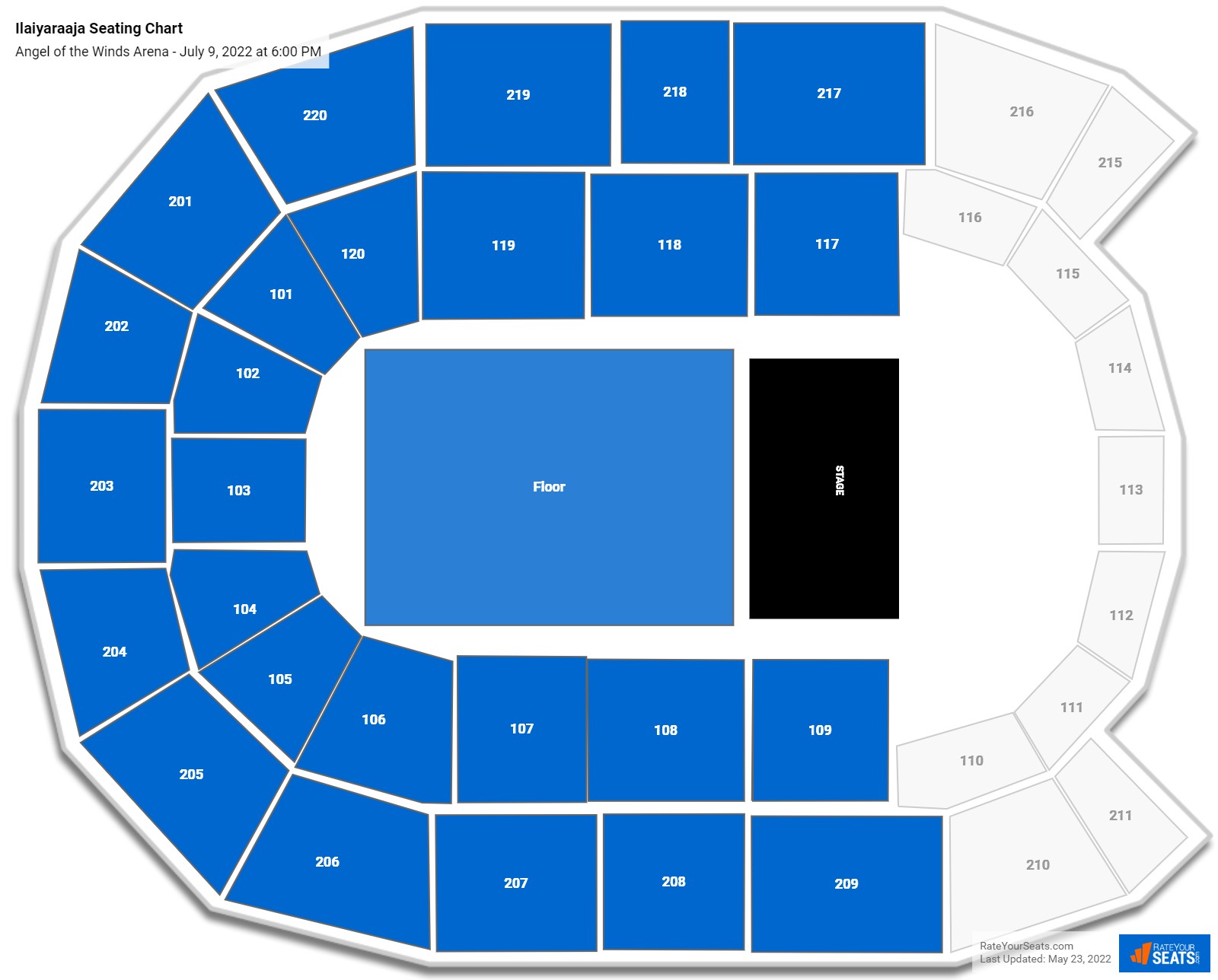 Ilaiyaraaja seating chart Angel of the Winds Arena