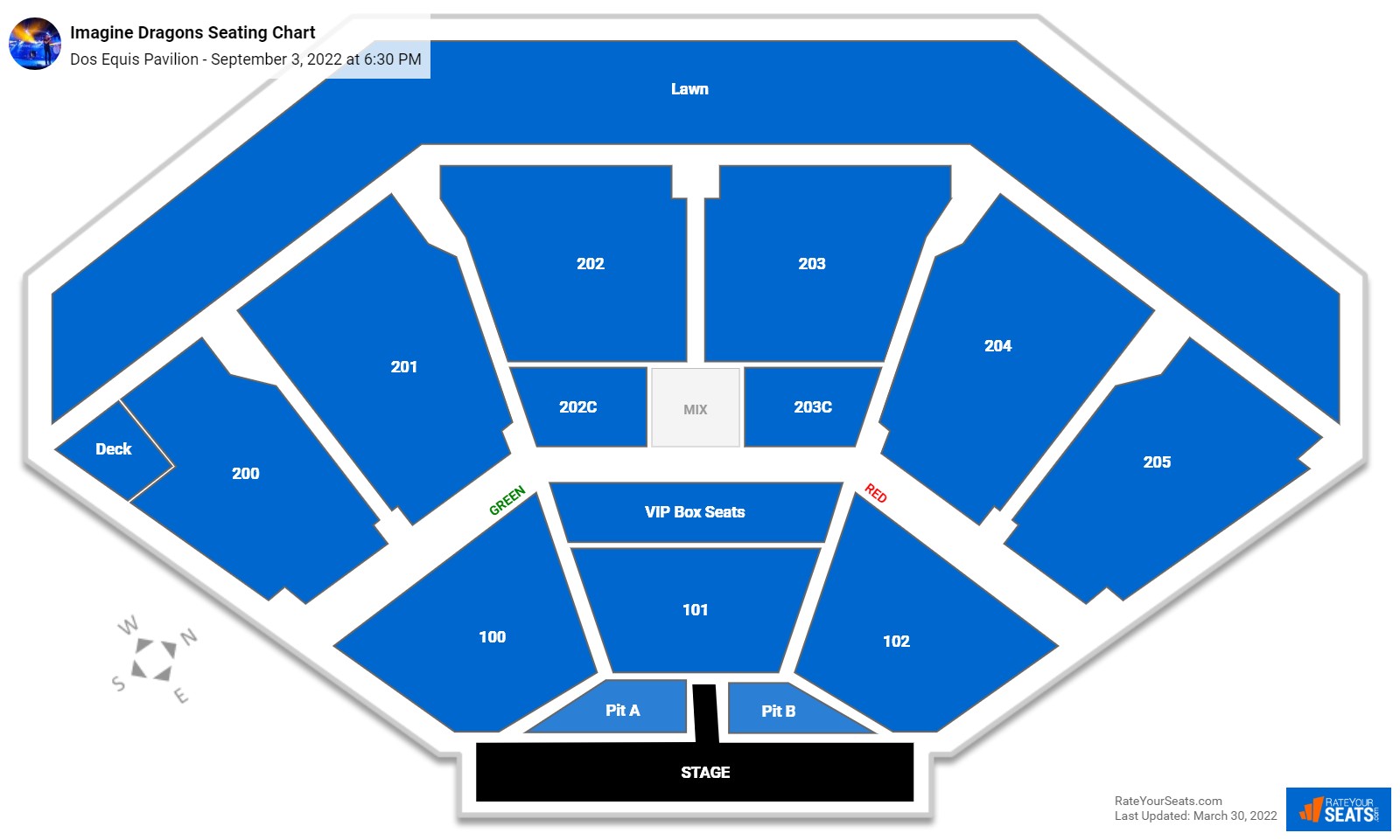 Imagine Dragons seating chart Dos Equis Pavilion