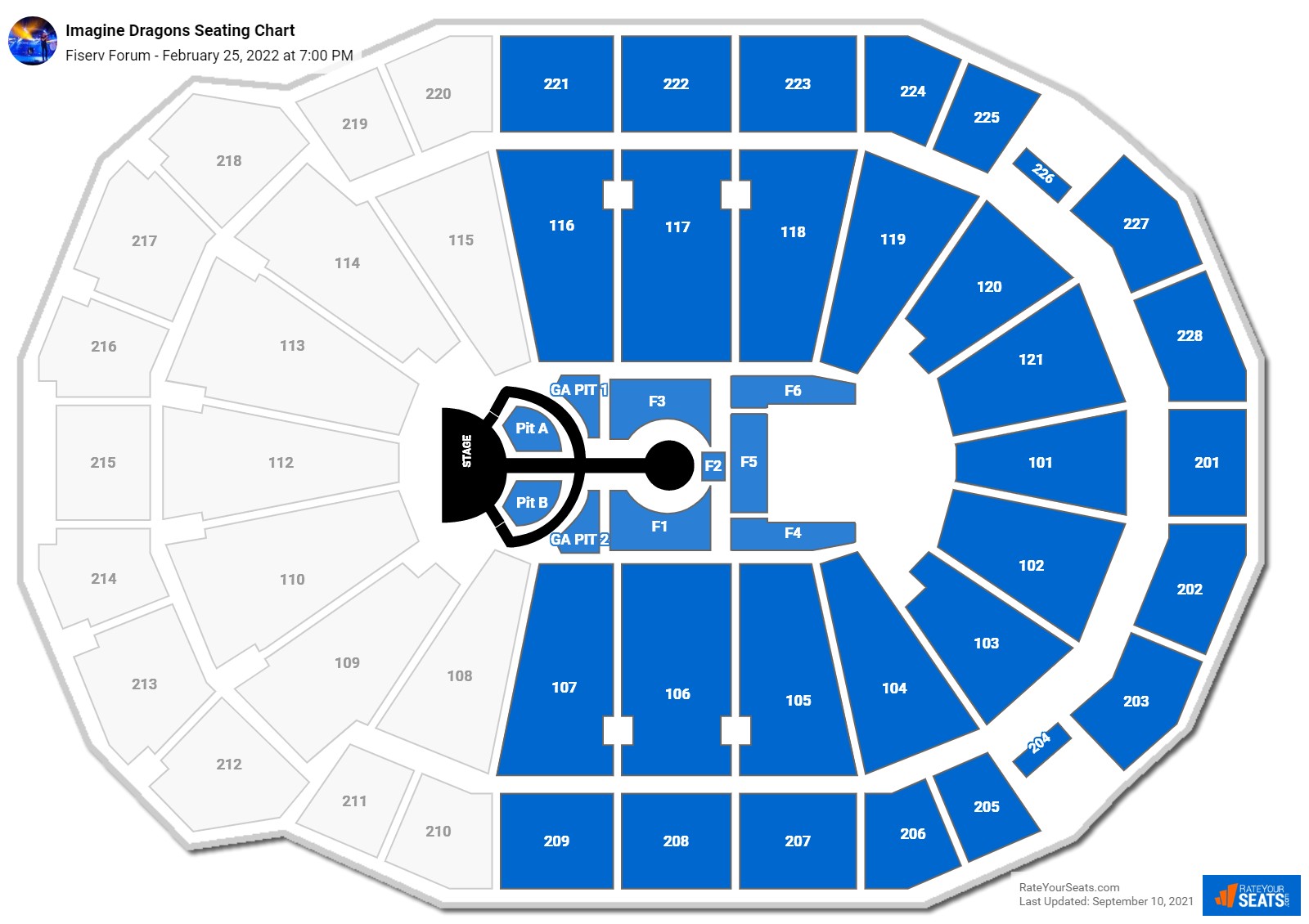 Imagine Dragons seating chart Fiserv Forum