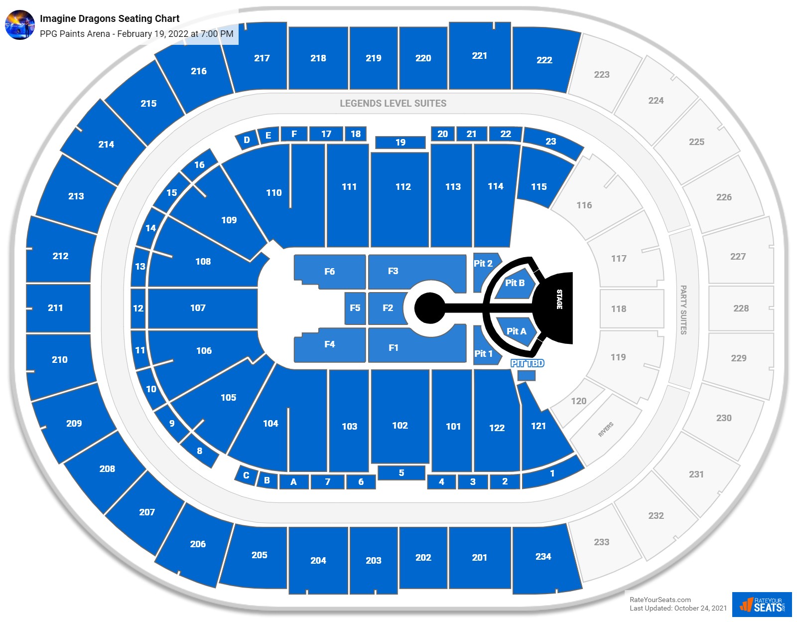 Imagine Dragons seating chart PPG Paints Arena