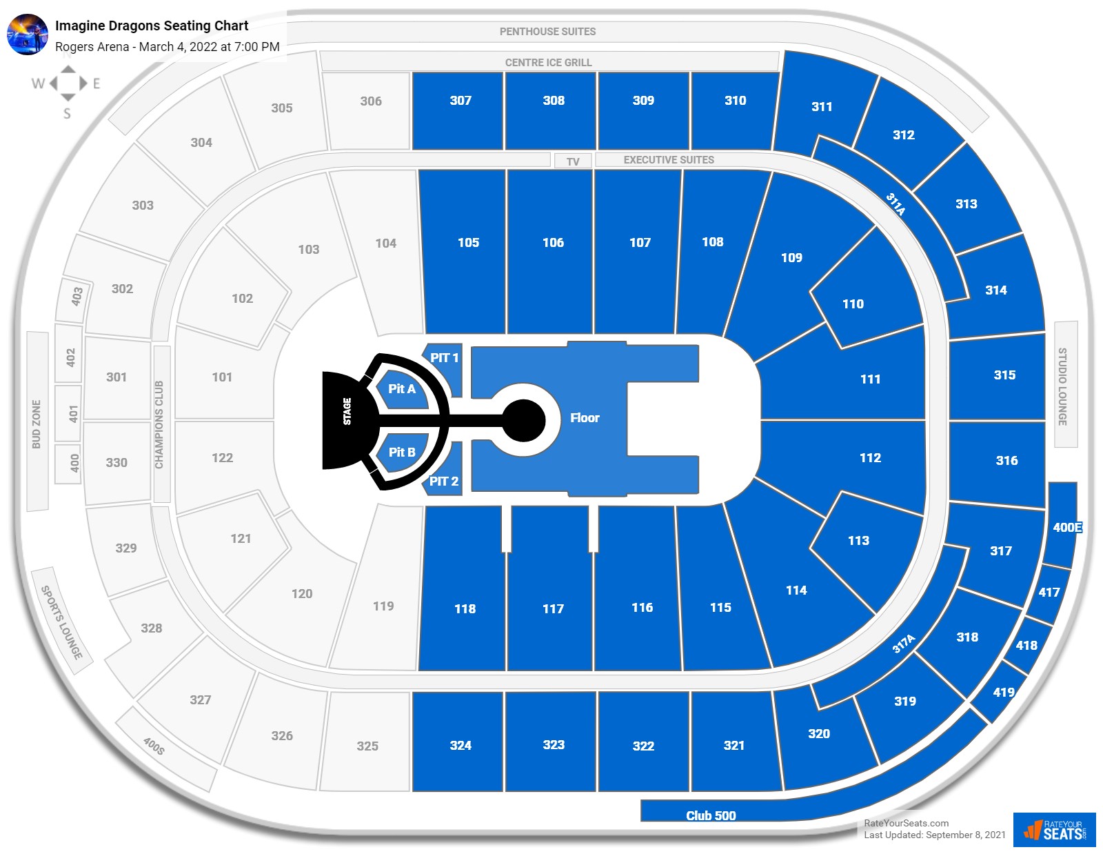 Imagine Dragons seating chart Rogers Arena