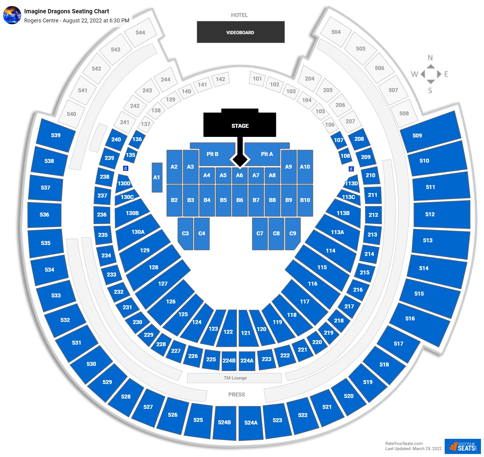 Imagine Dragons seating chart Rogers Centre