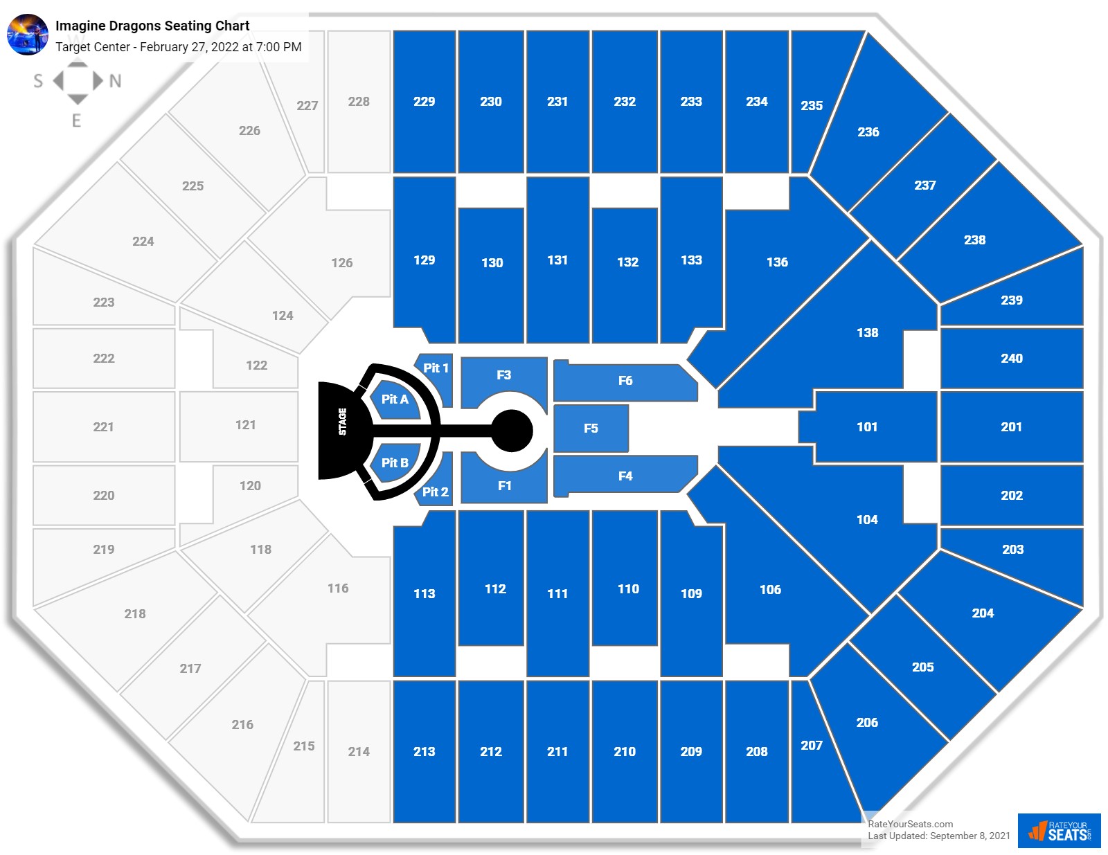 Imagine Dragons seating chart Target Center