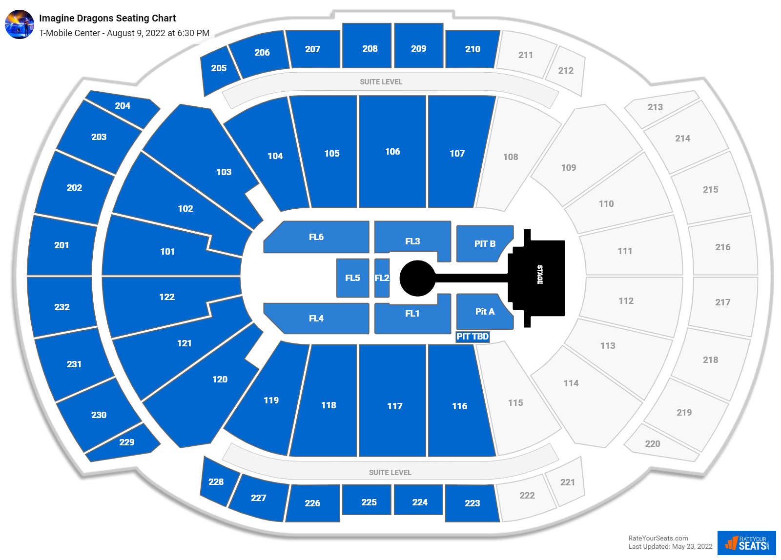 Imagine Dragons seating chart T-Mobile Center
