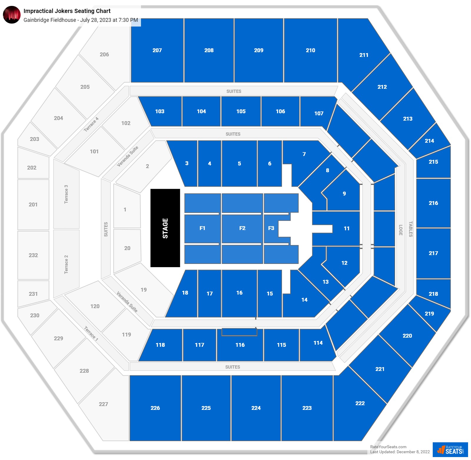Impractical Jokers seating chart Gainbridge Fieldhouse