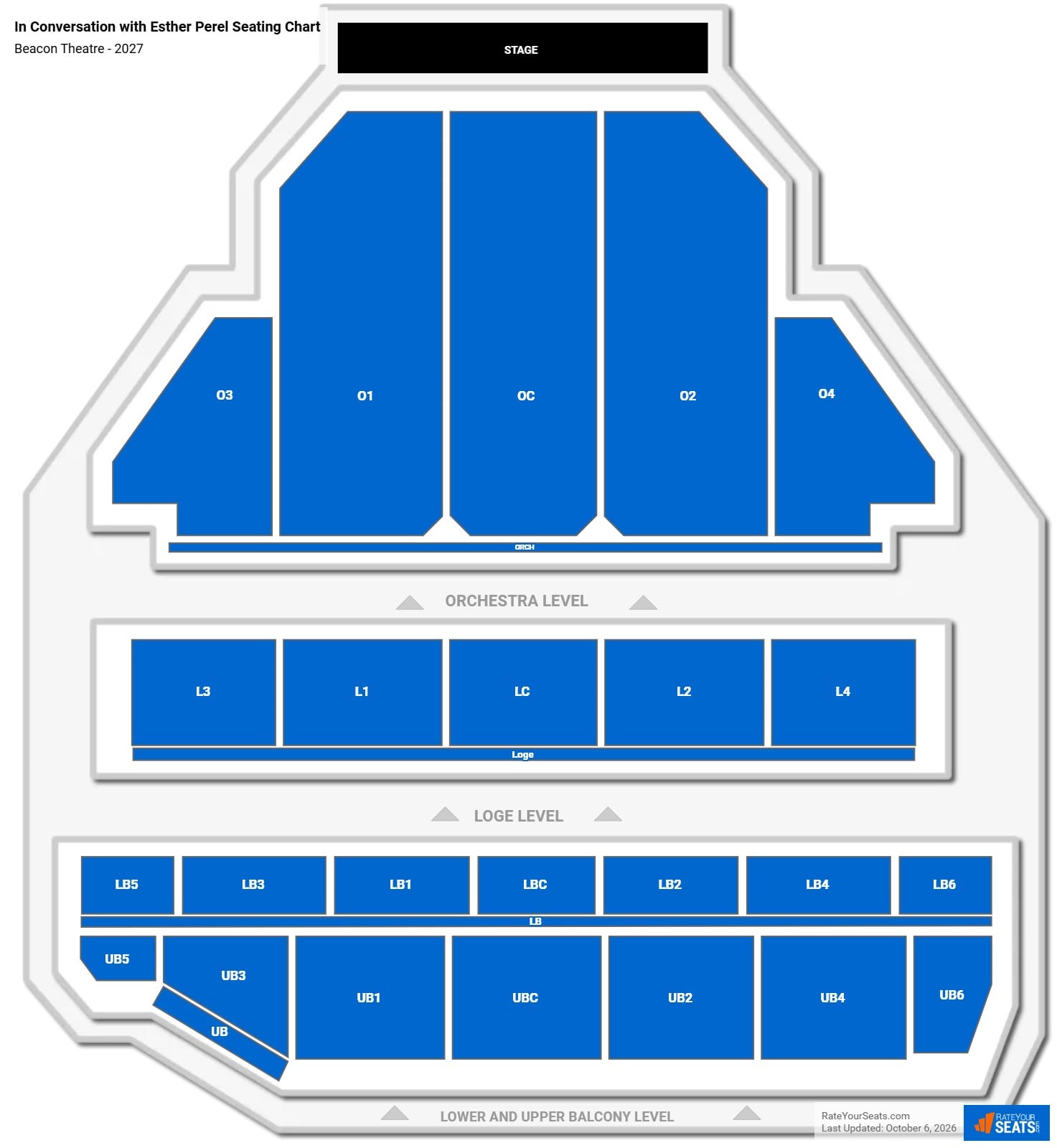 In Conversation with Esther Perel Seating Chart at Beacon Theatre