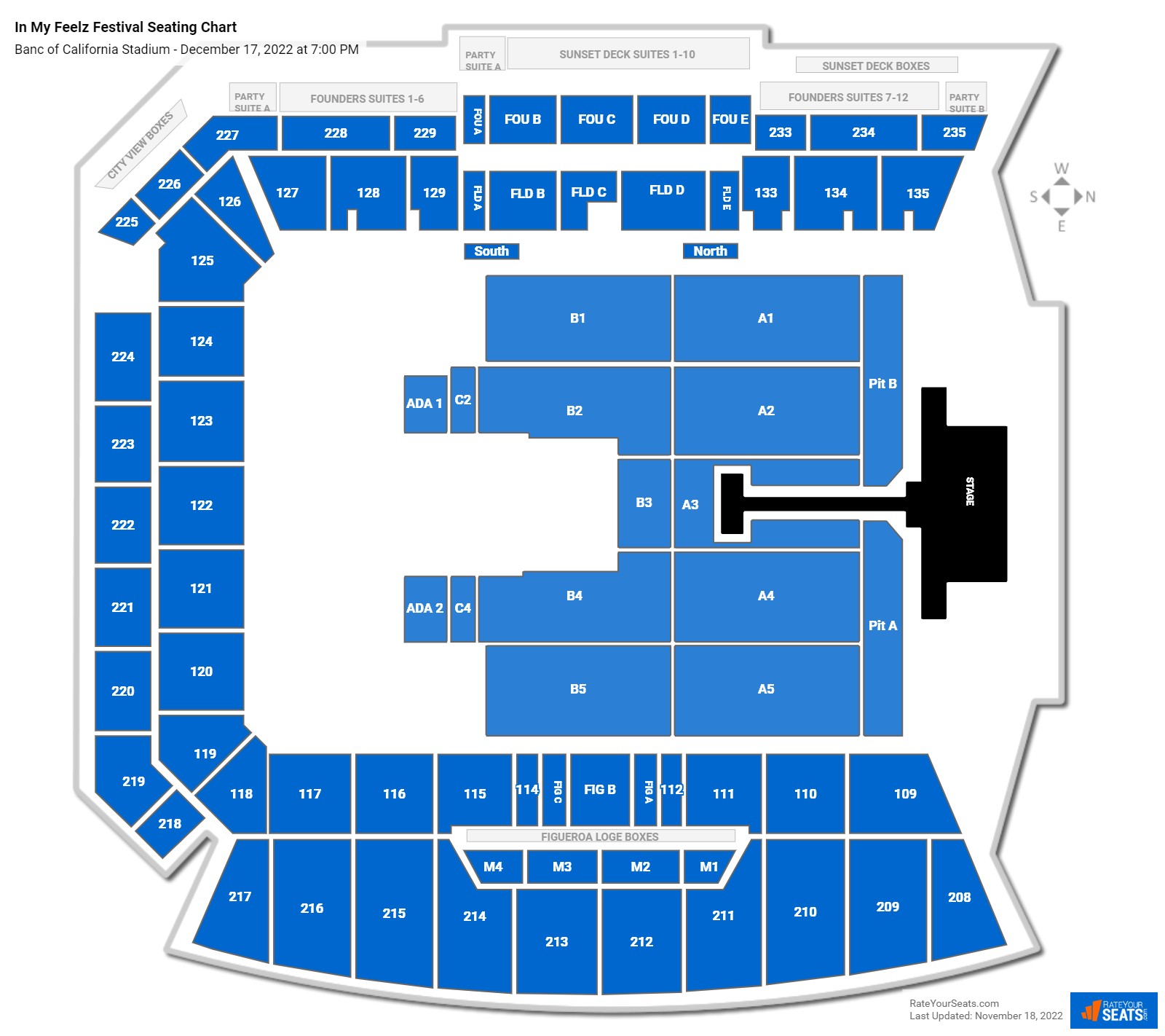 In My Feelz Festival seating chart Banc of California Stadium