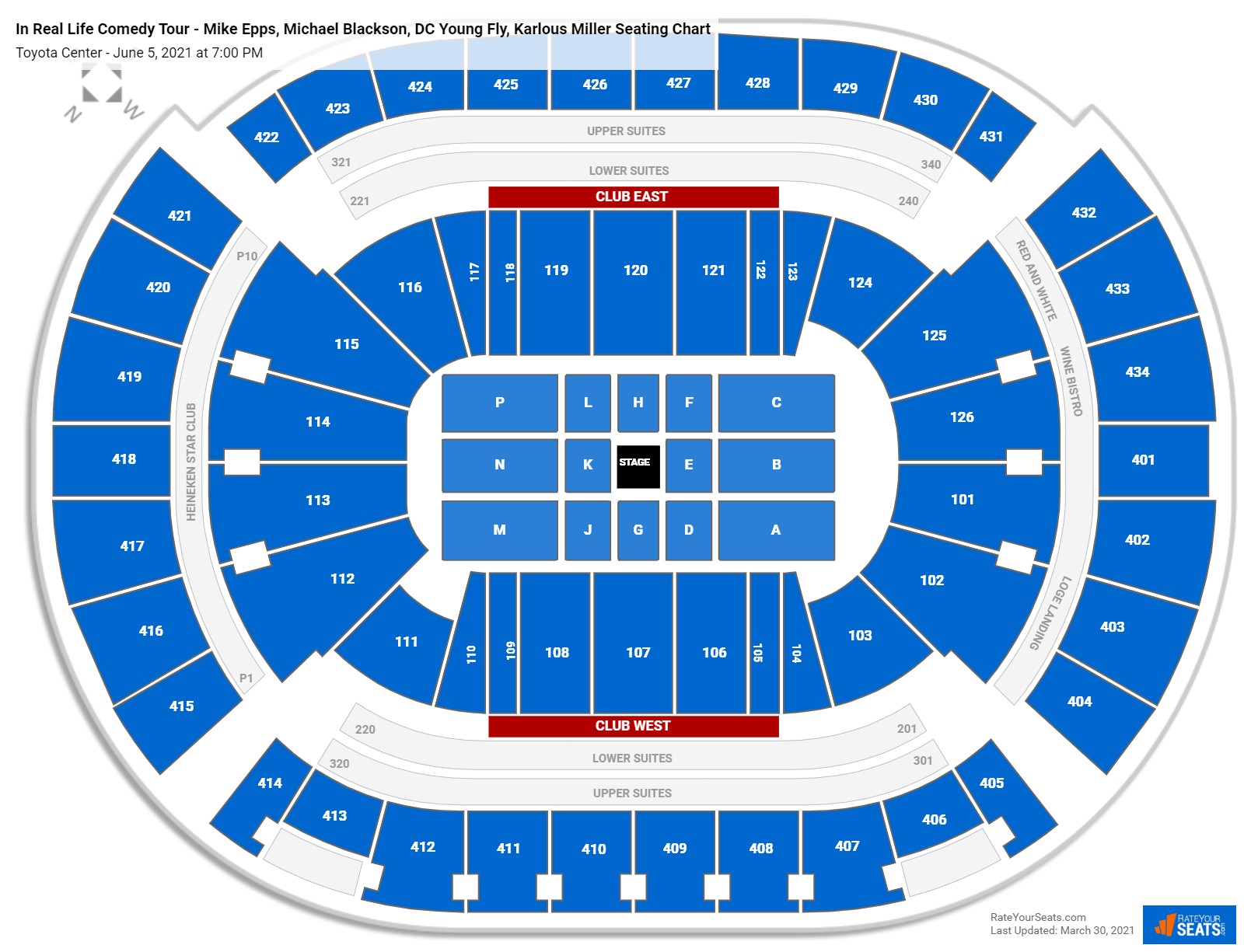 In Real Life Comedy Tour - Mike Epps, Michael Blackson, DC Young Fly, Karlous Miller seating chart Toyota Center
