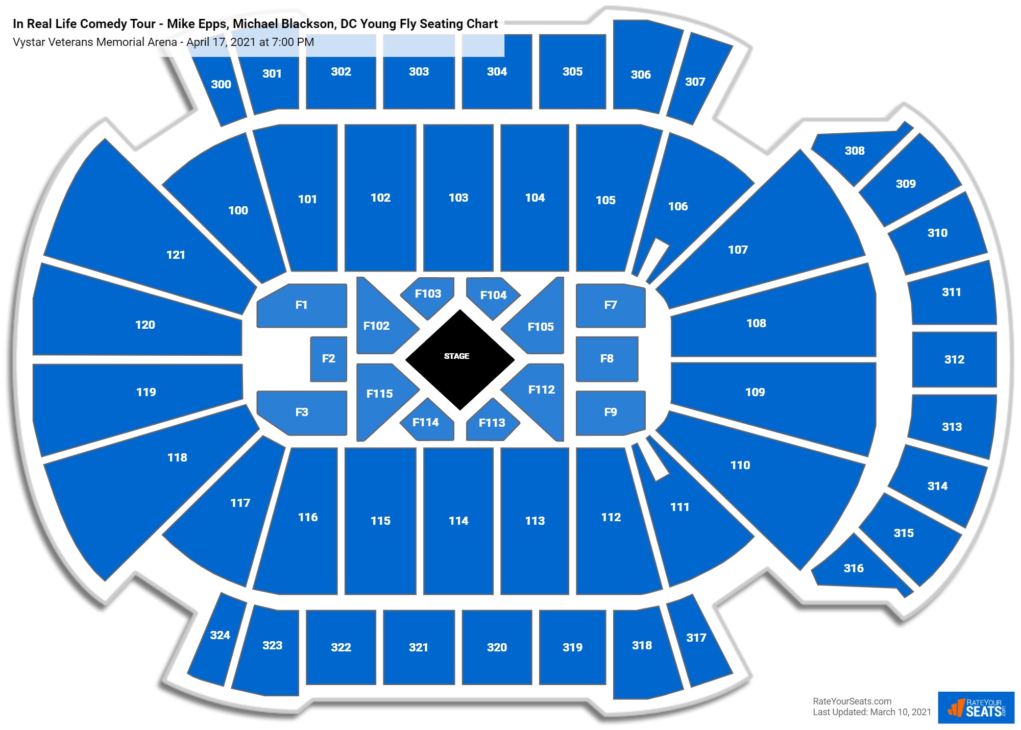 In Real Life Comedy Tour - Mike Epps, Michael Blackson, DC Young Fly seating chart Vystar Veterans Memorial Arena