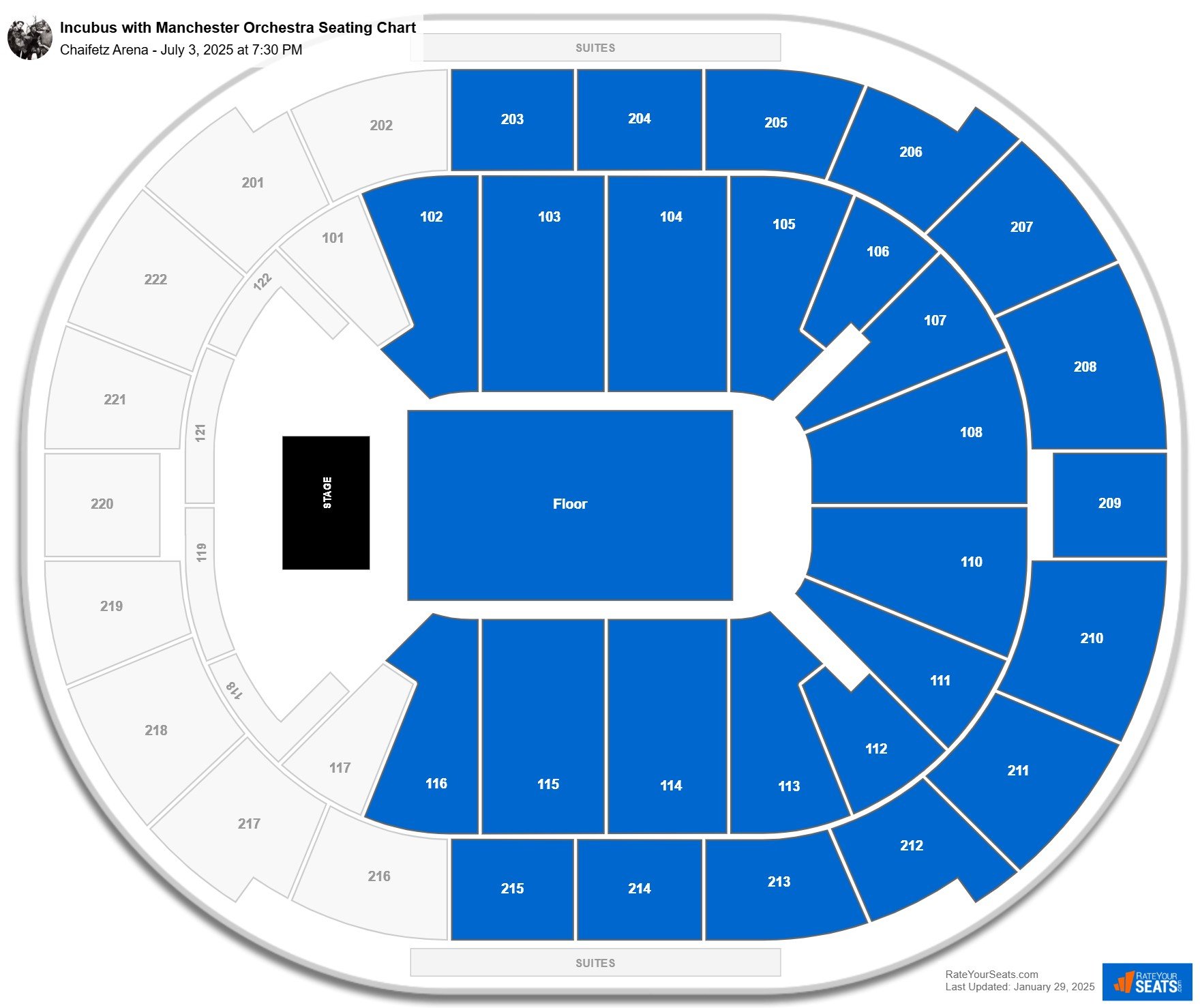 Incubus with Manchester Orchestra seating chart Chaifetz Arena