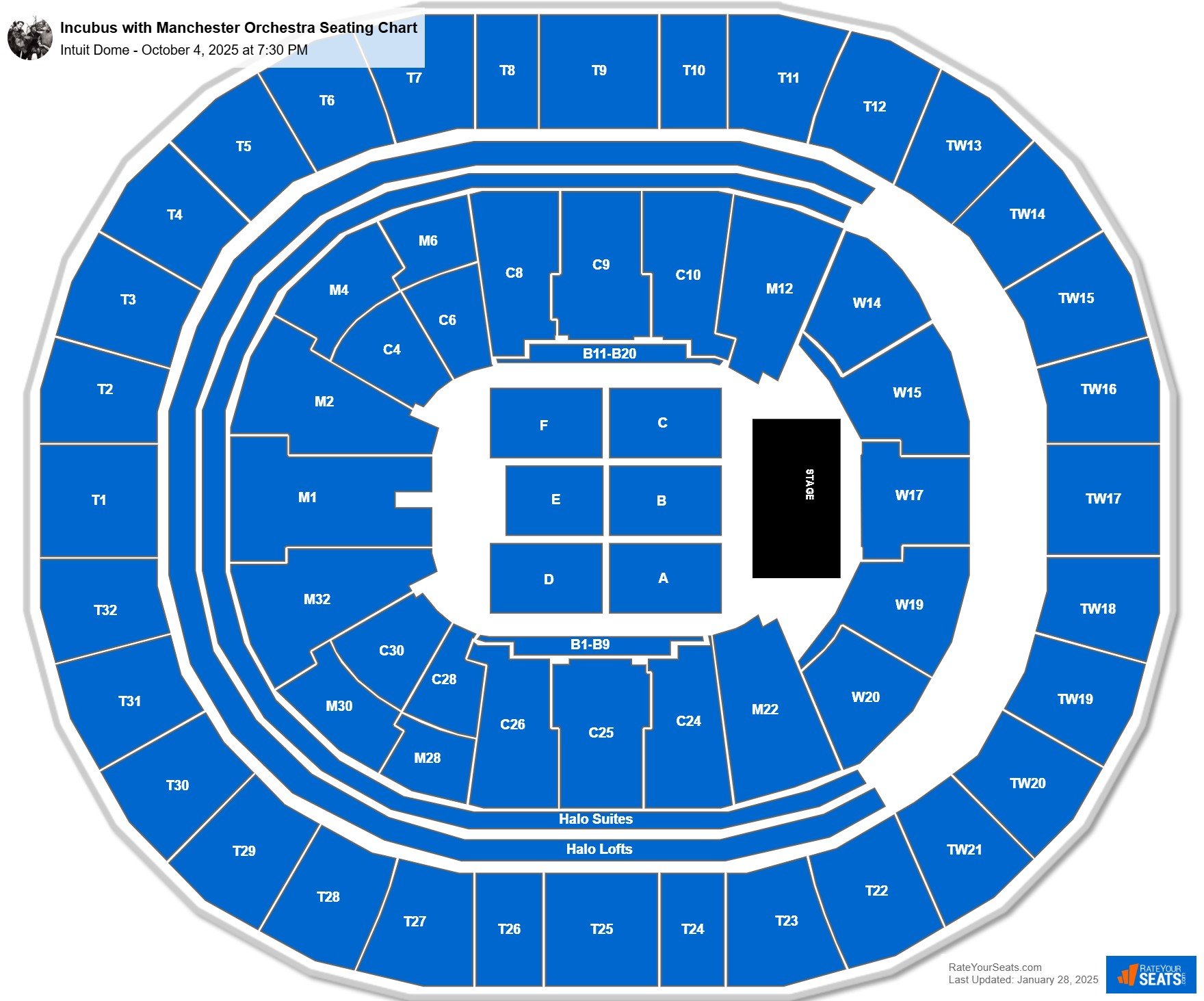 Incubus with Manchester Orchestra seating chart Intuit Dome