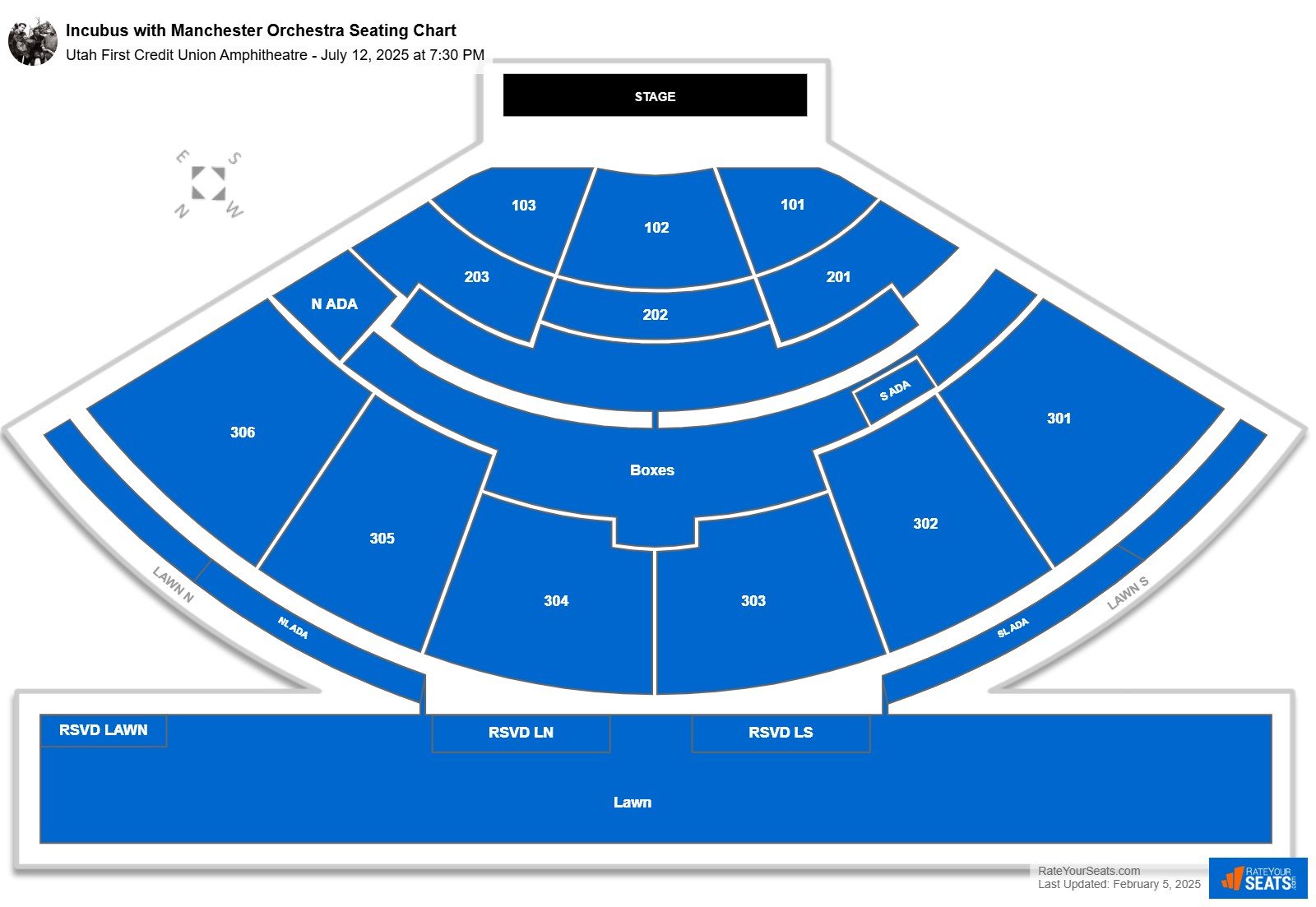 Incubus with Manchester Orchestra seating chart Utah First Credit Union Amphitheatre