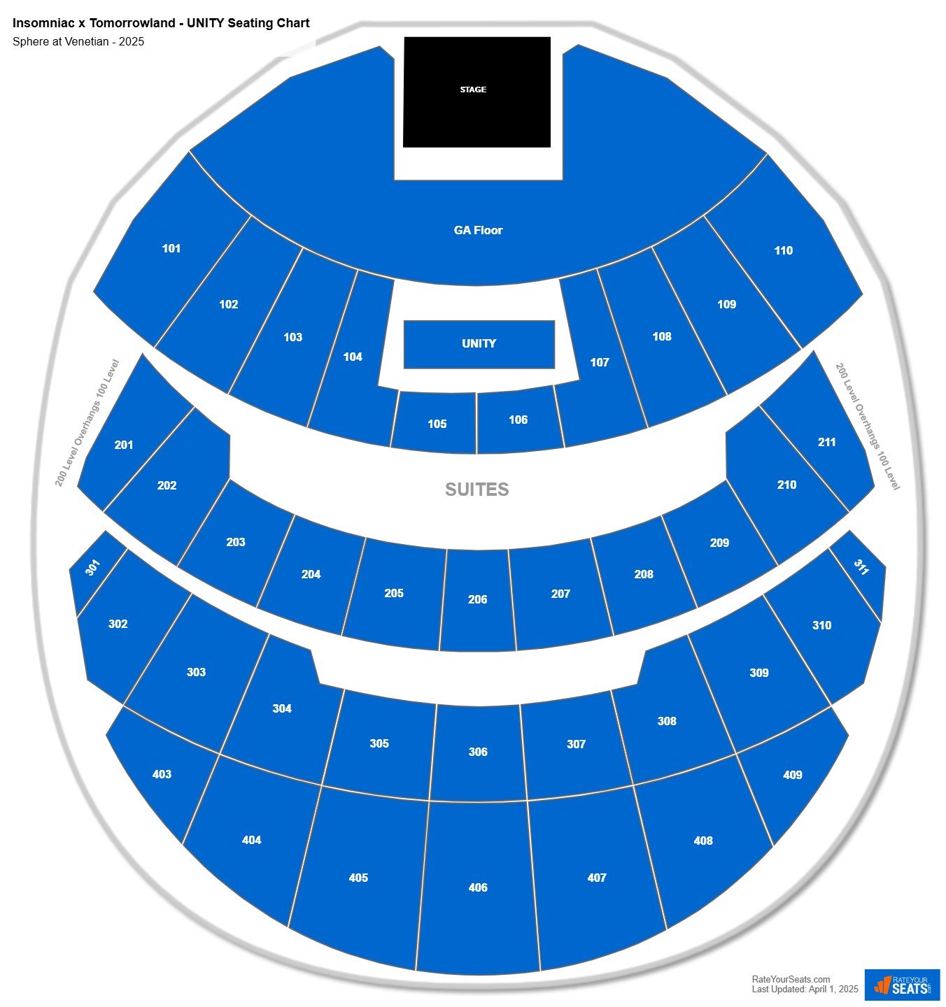 Insomniac x Tomorrowland - UNITY seating chart Sphere at Venetian