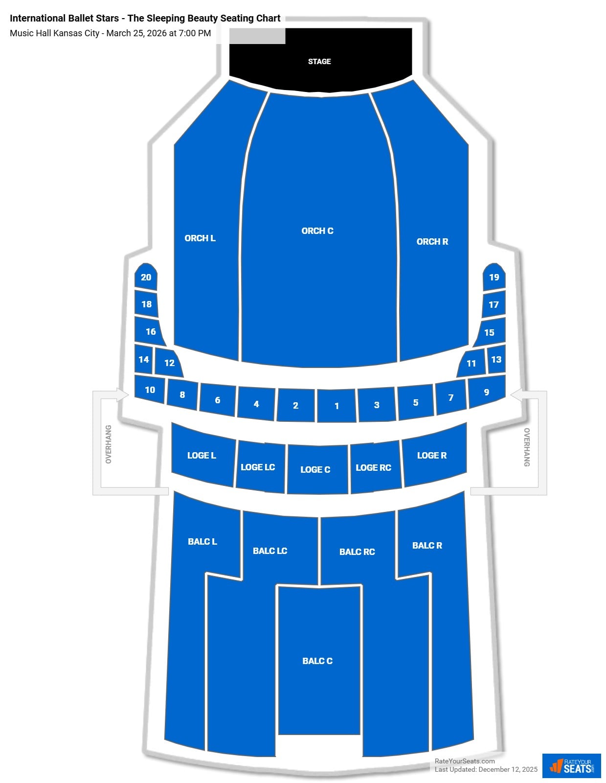 International Ballet Stars - The Sleeping Beauty seating chart Music Hall Kansas City