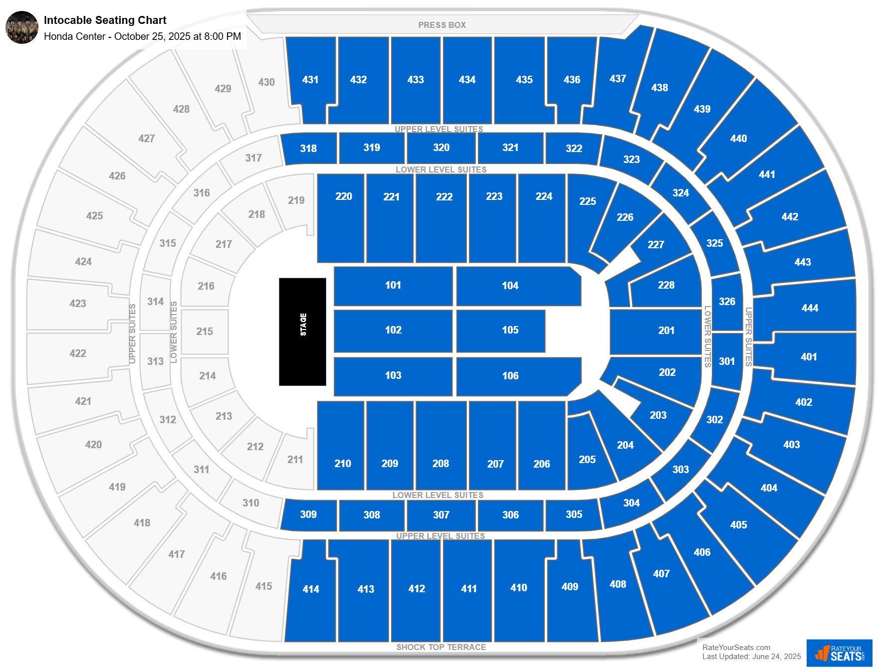 Intocable seating chart Honda Center