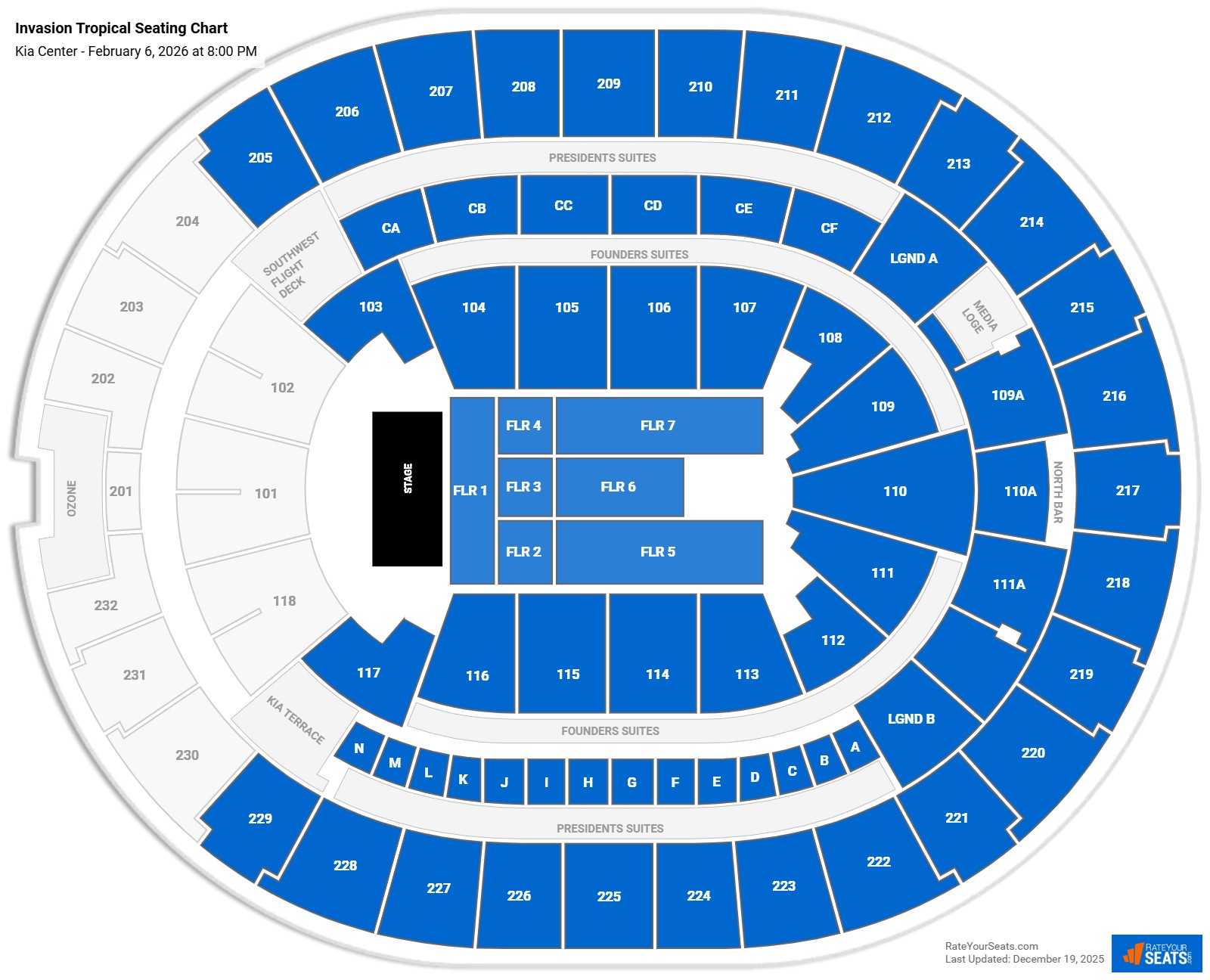 Invasion Tropical seating chart Kia Center