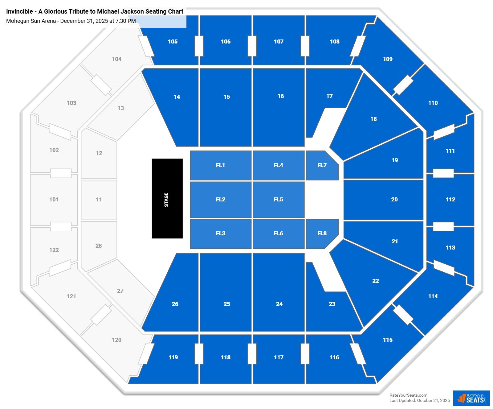 Invincible - A Glorious Tribute to Michael Jackson seating chart Mohegan Sun Arena