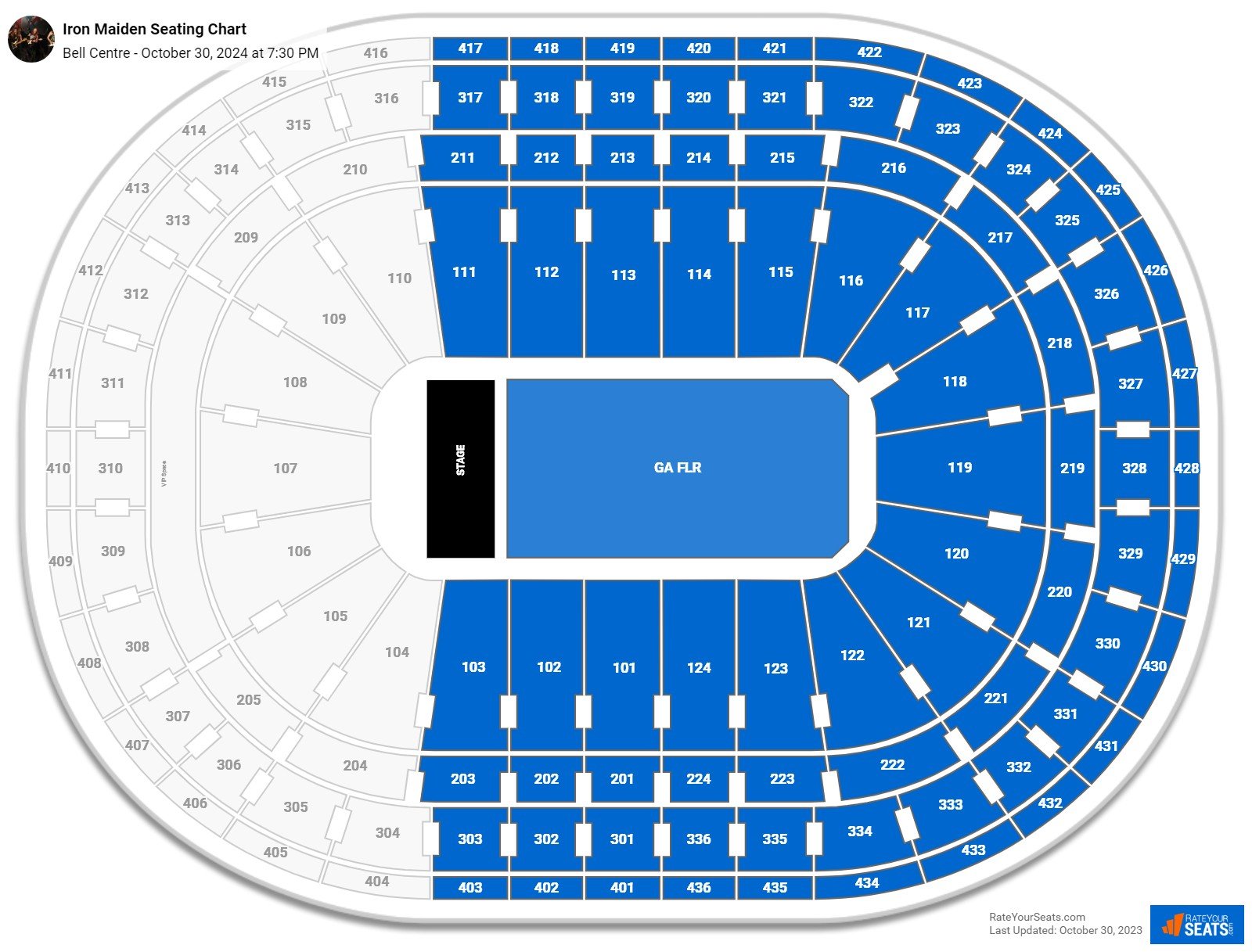 Iron Maiden seating chart Bell Centre