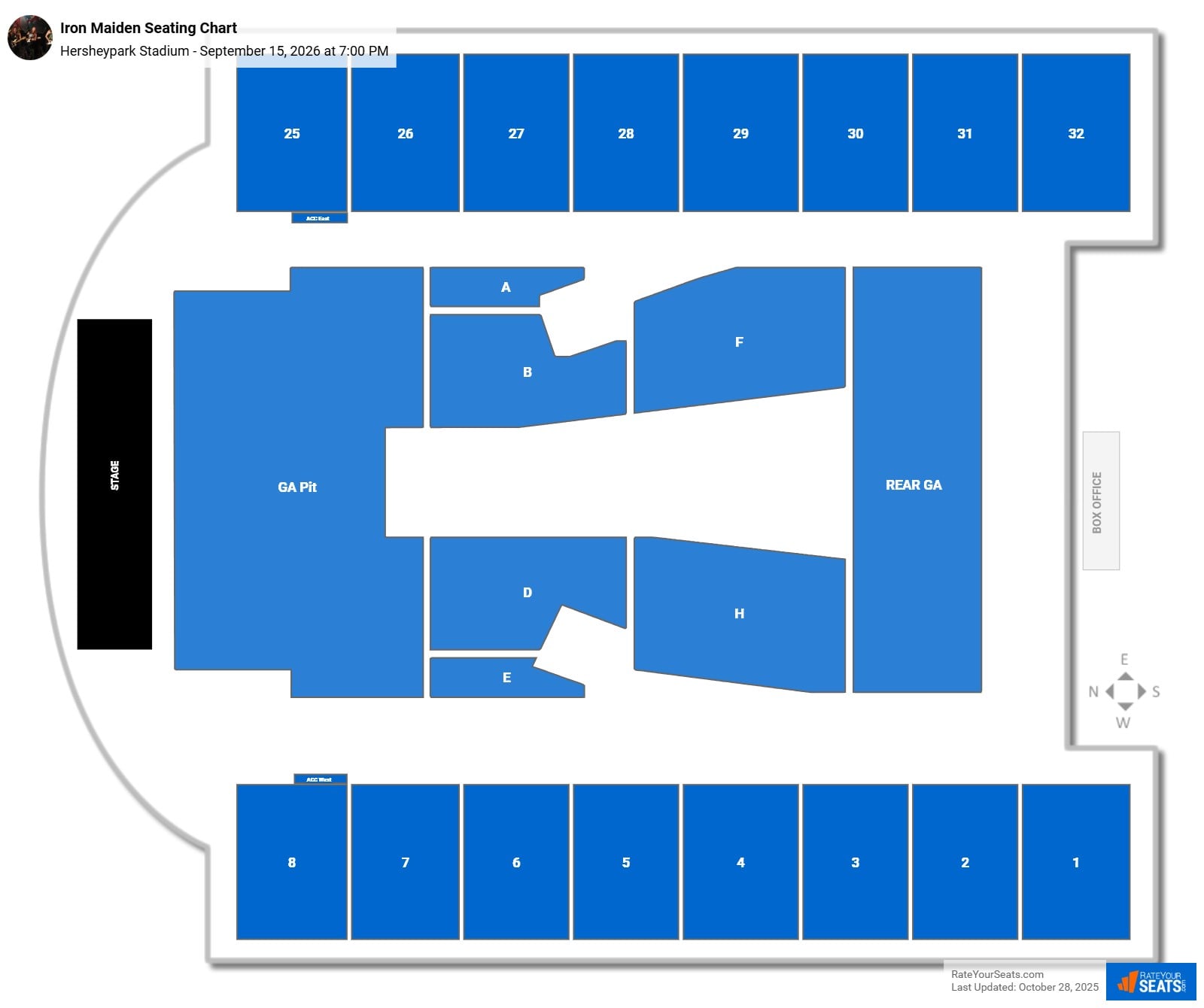 Iron Maiden seating chart Hersheypark Stadium