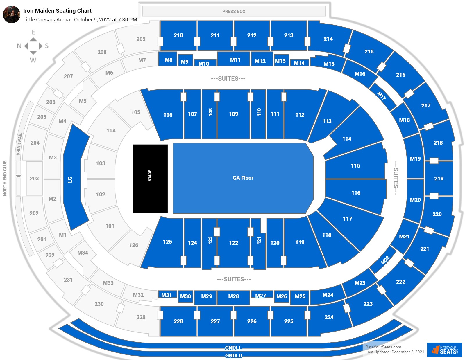 Iron Maiden seating chart Little Caesars Arena