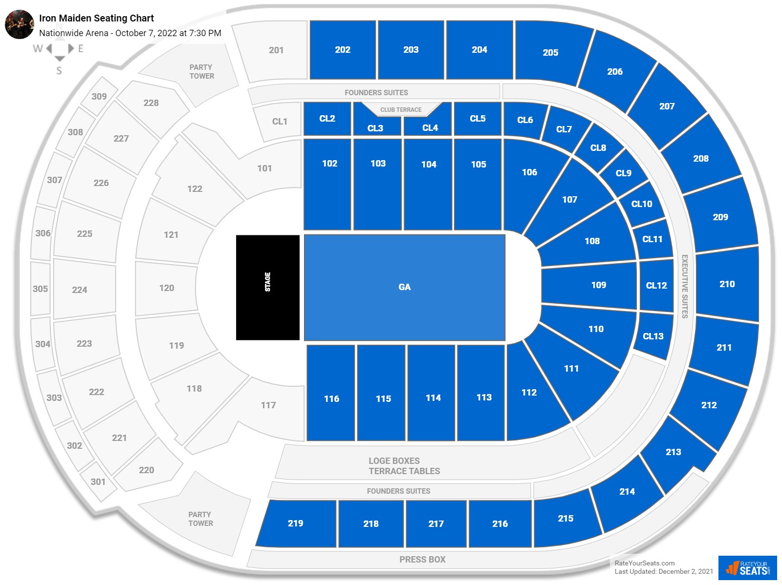 Iron Maiden seating chart Nationwide Arena
