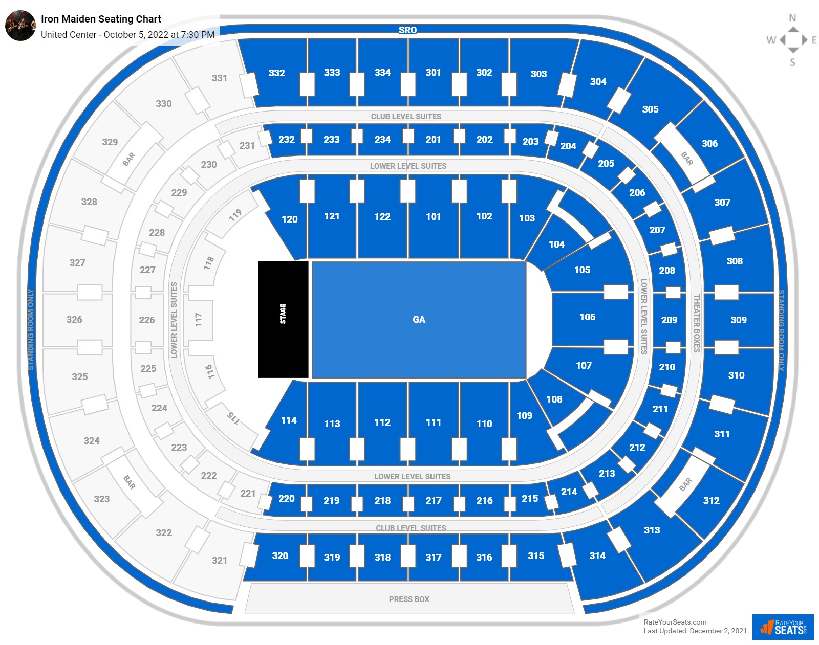 Iron Maiden seating chart United Center