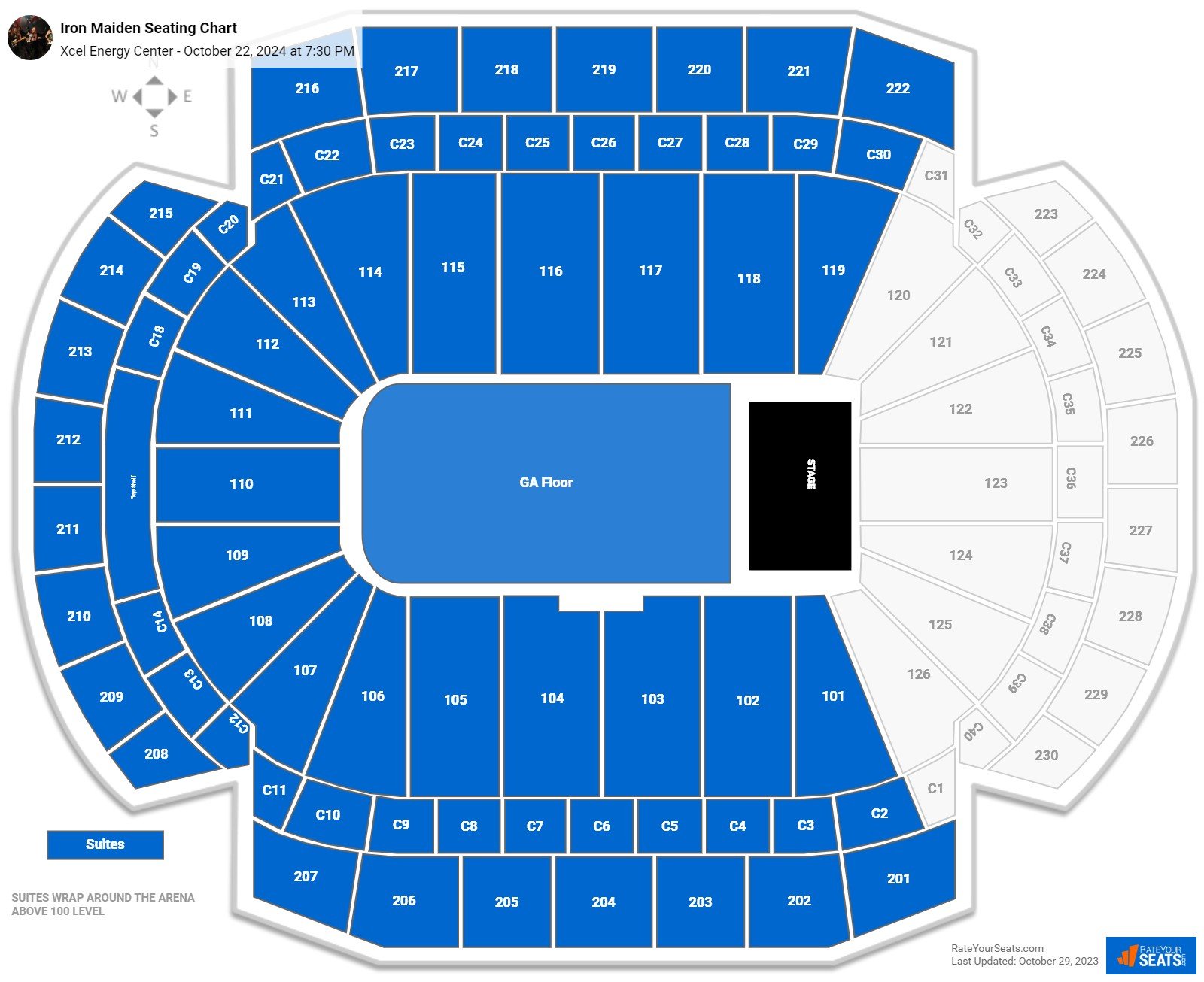 Iron Maiden seating chart Xcel Energy Center