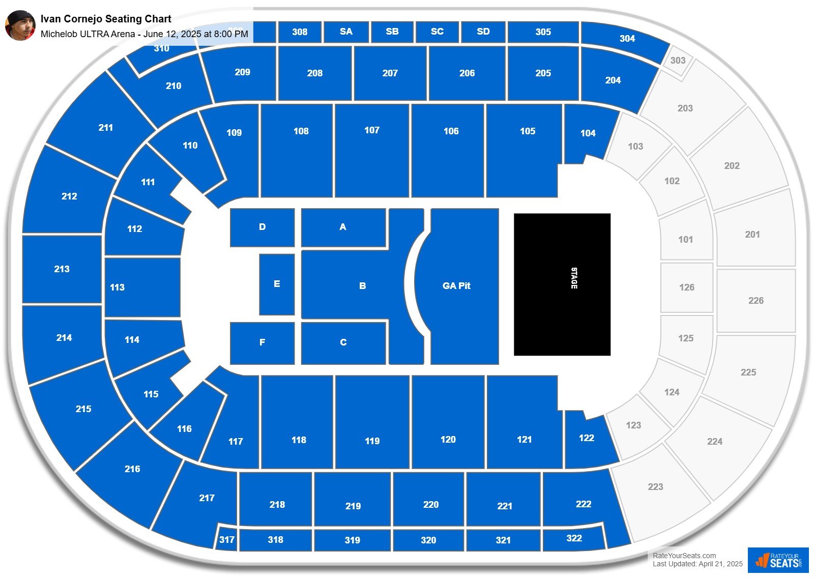 Ivan Cornejo seating chart Michelob ULTRA Arena
