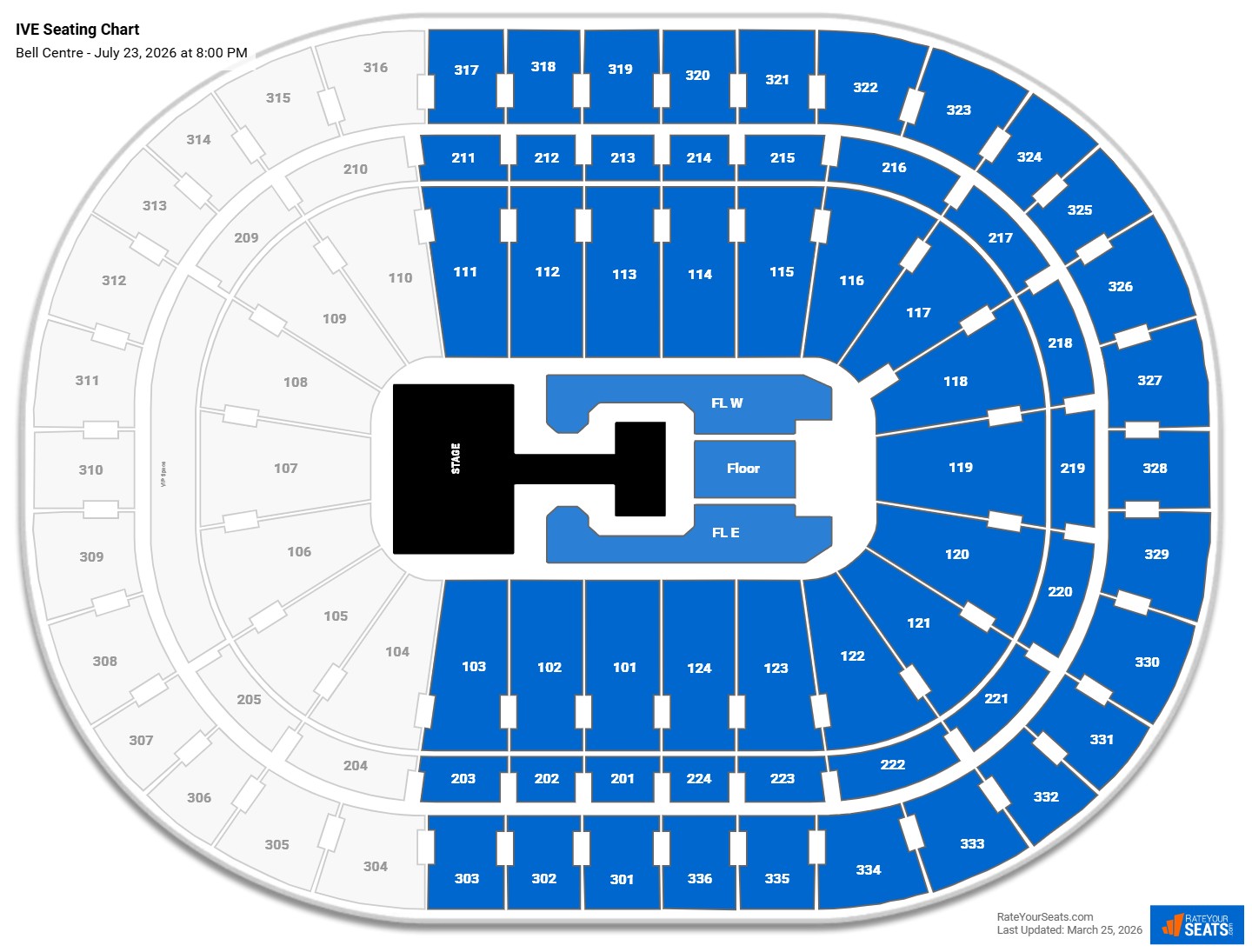IVE seating chart Bell Centre