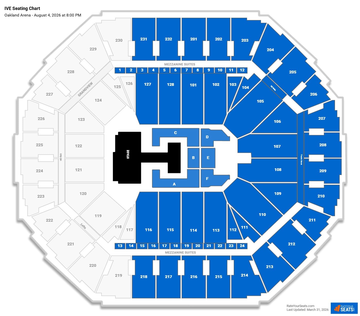 IVE seating chart Oakland Arena