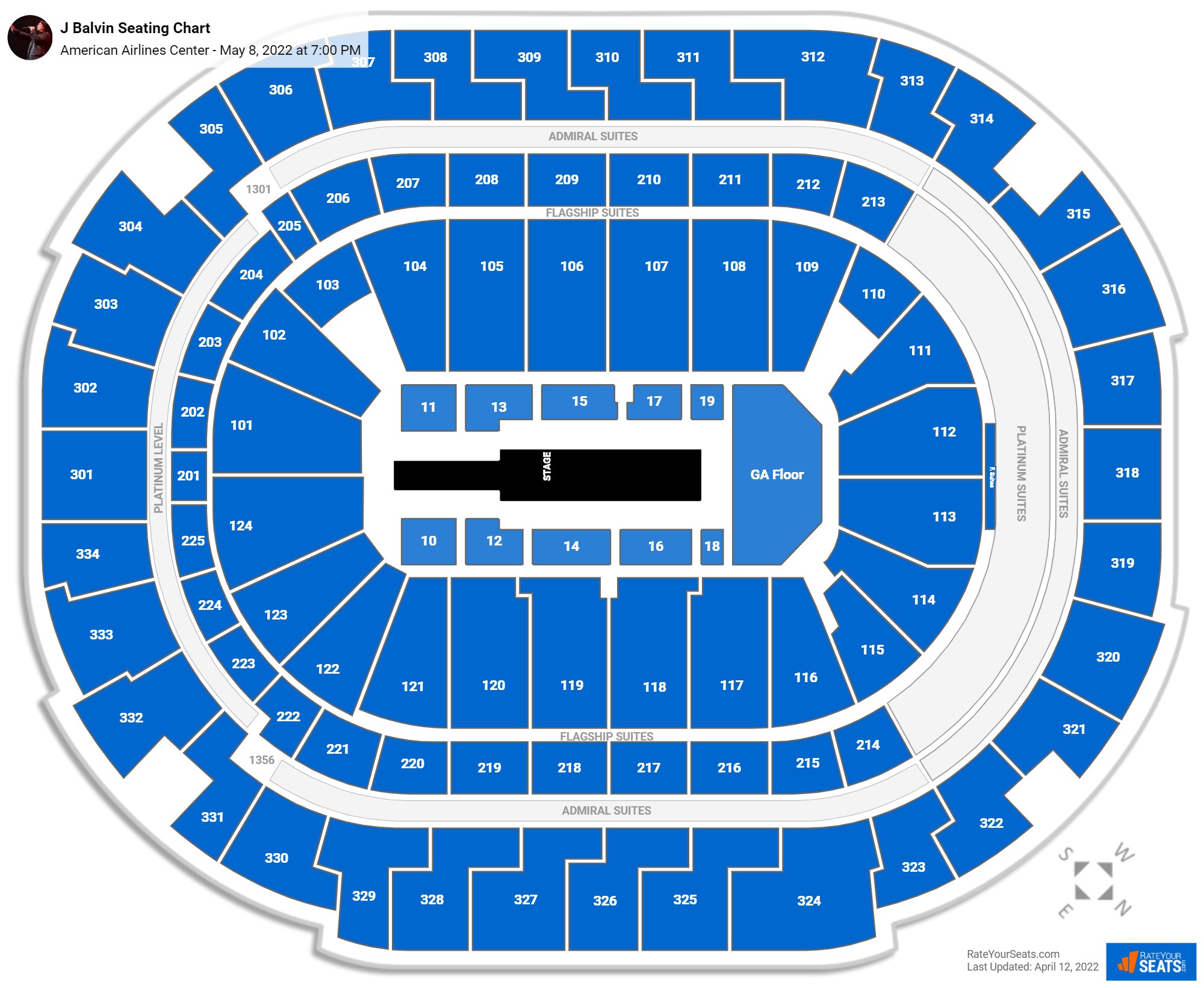 J Balvin seating chart American Airlines Center