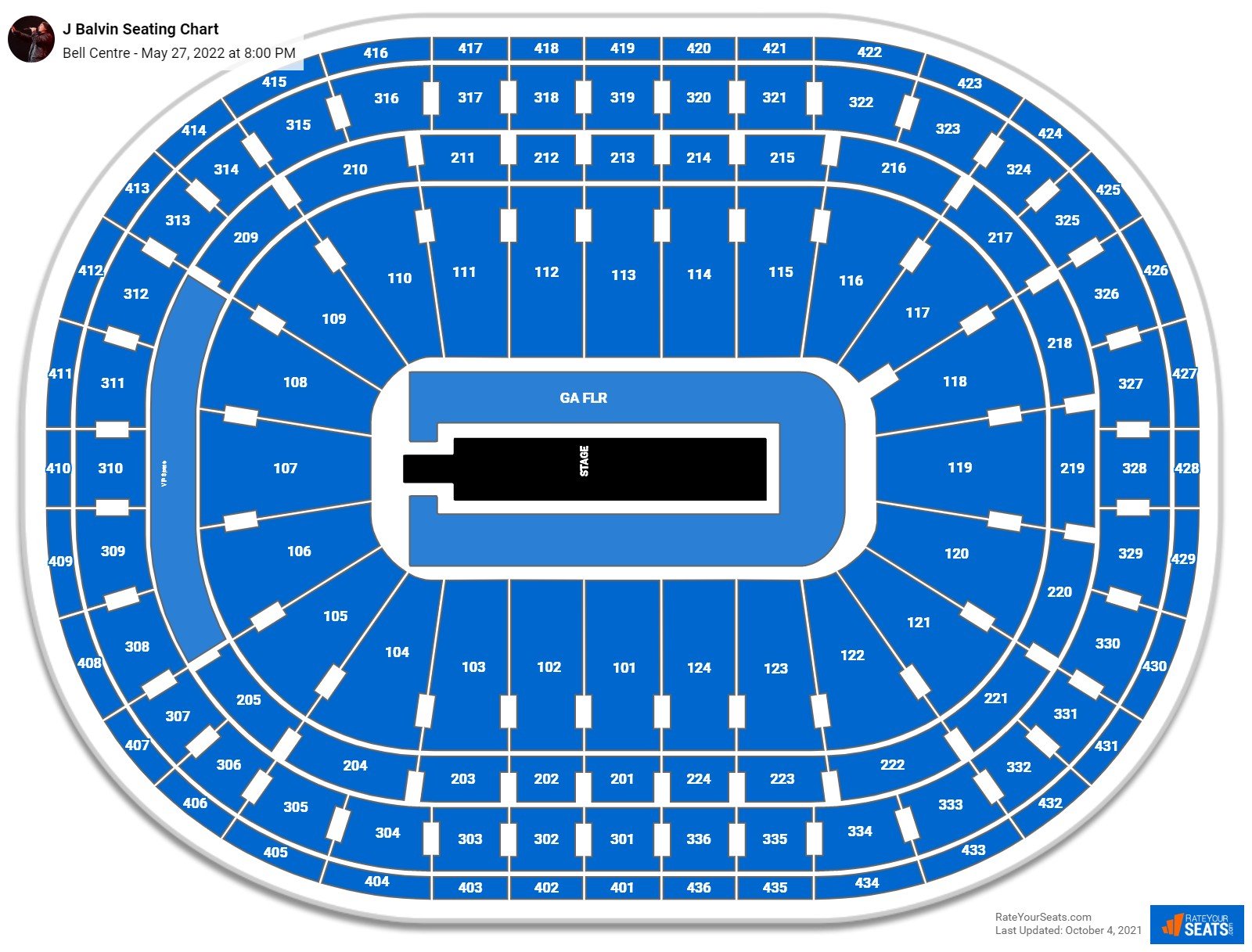 J Balvin seating chart Bell Centre