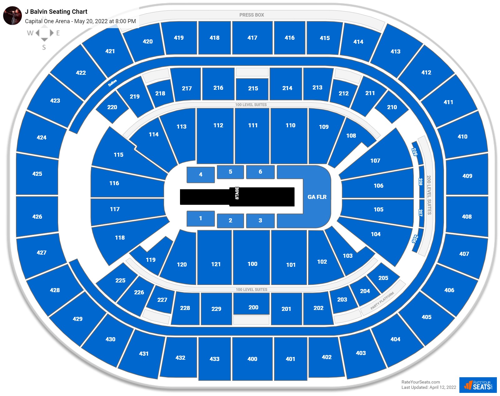 J Balvin seating chart Capital One Arena