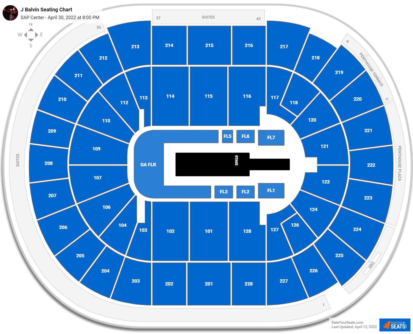 J Balvin seating chart SAP Center