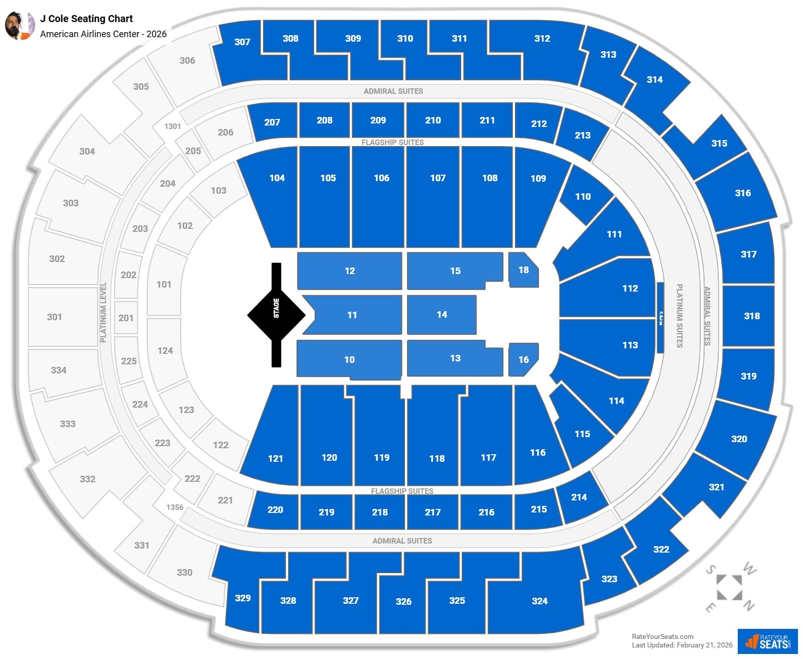 J Cole seating chart American Airlines Center