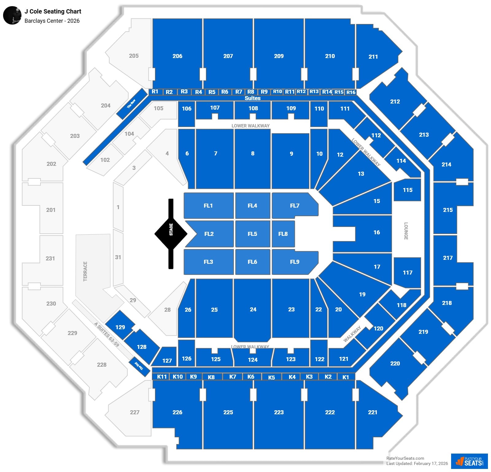 J Cole seating chart Barclays Center