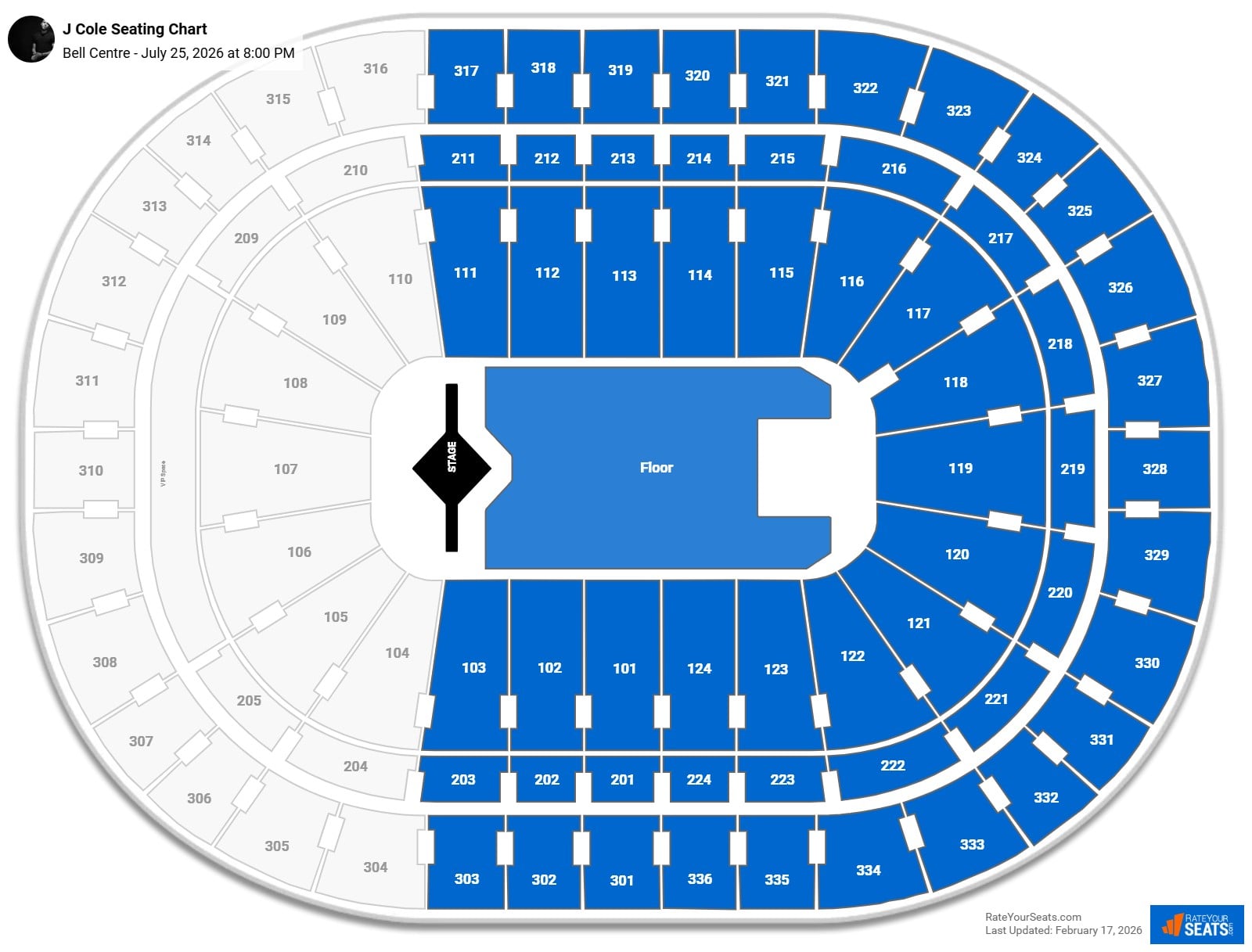 J Cole seating chart Bell Centre