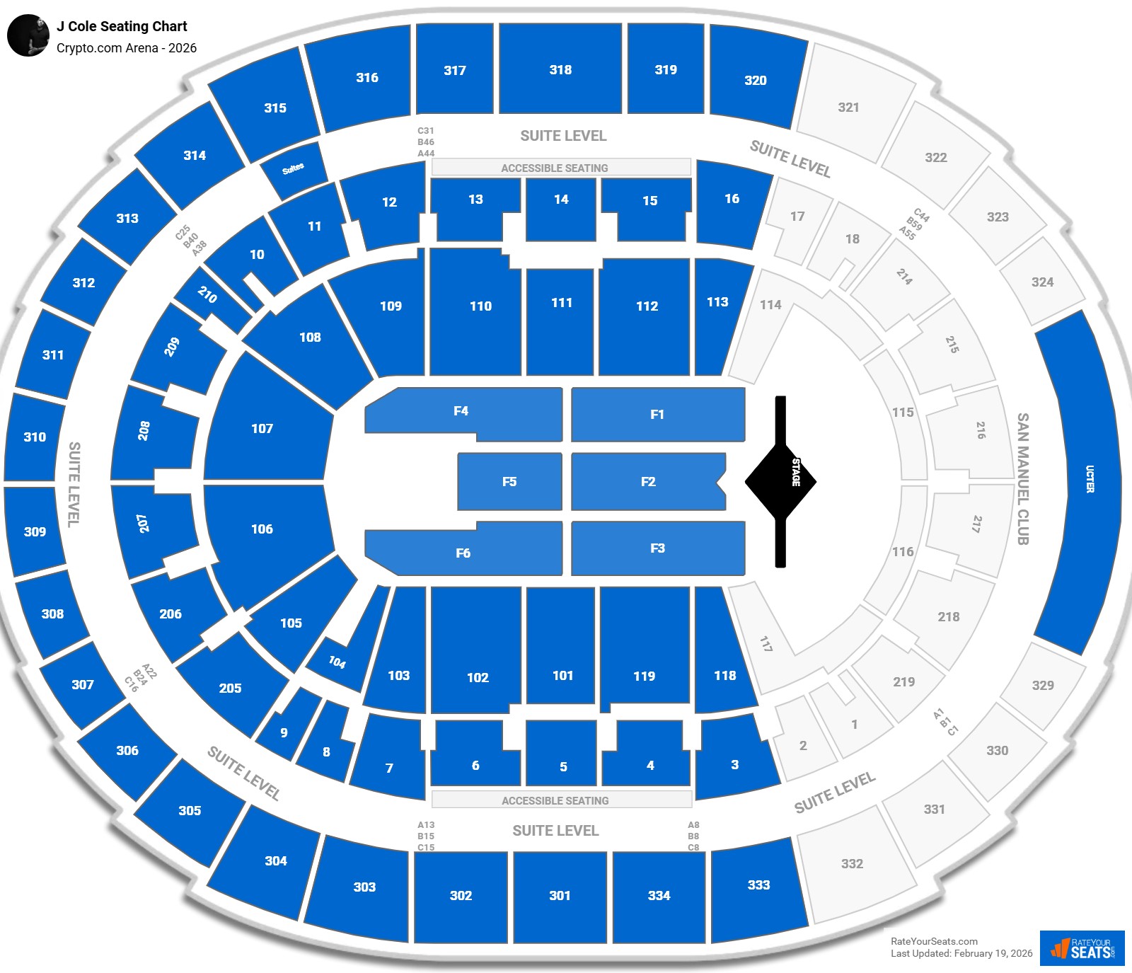 J Cole seating chart Crypto.com Arena