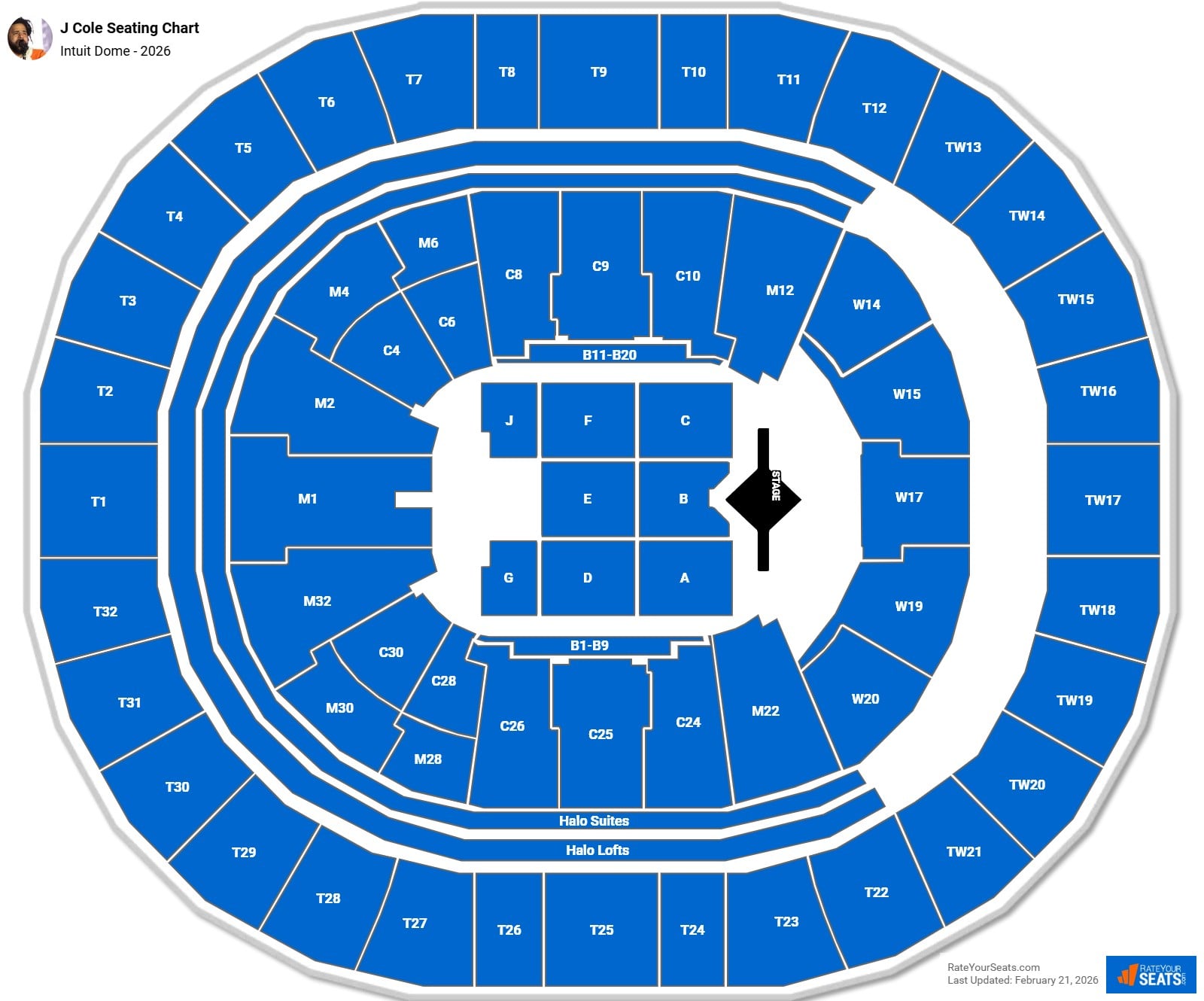J Cole seating chart Intuit Dome