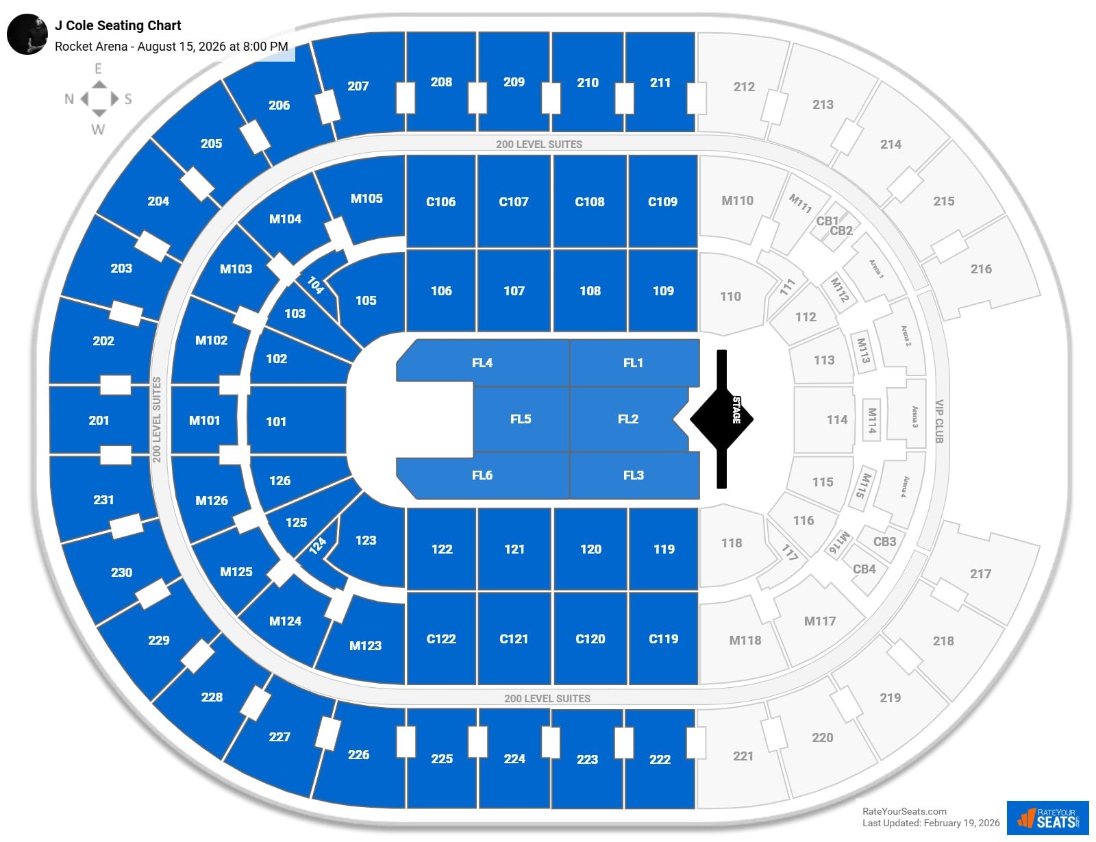 J Cole seating chart Rocket Arena