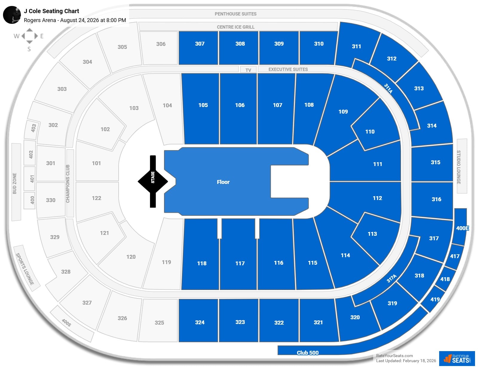 J Cole seating chart Rogers Arena