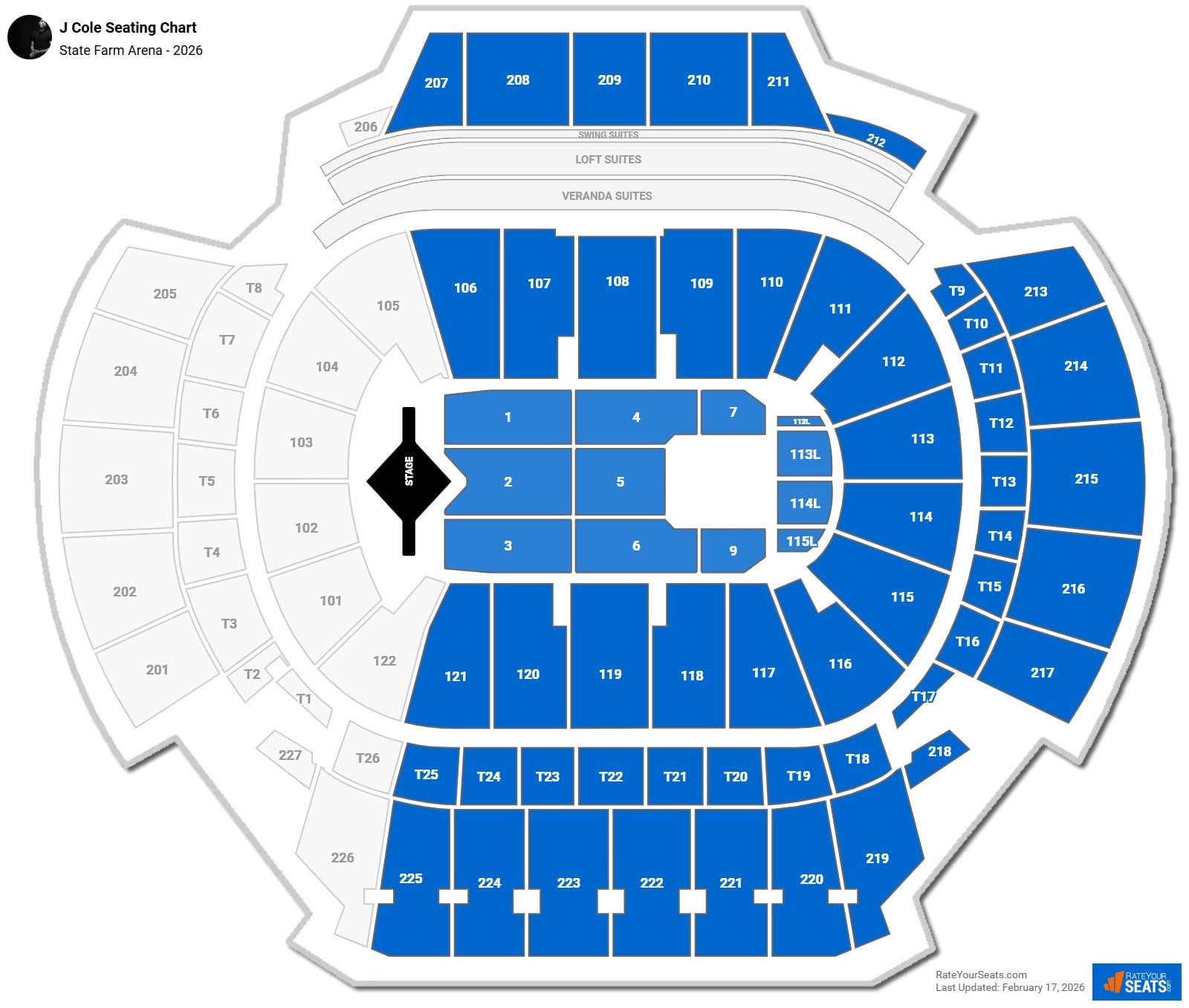 J Cole seating chart State Farm Arena